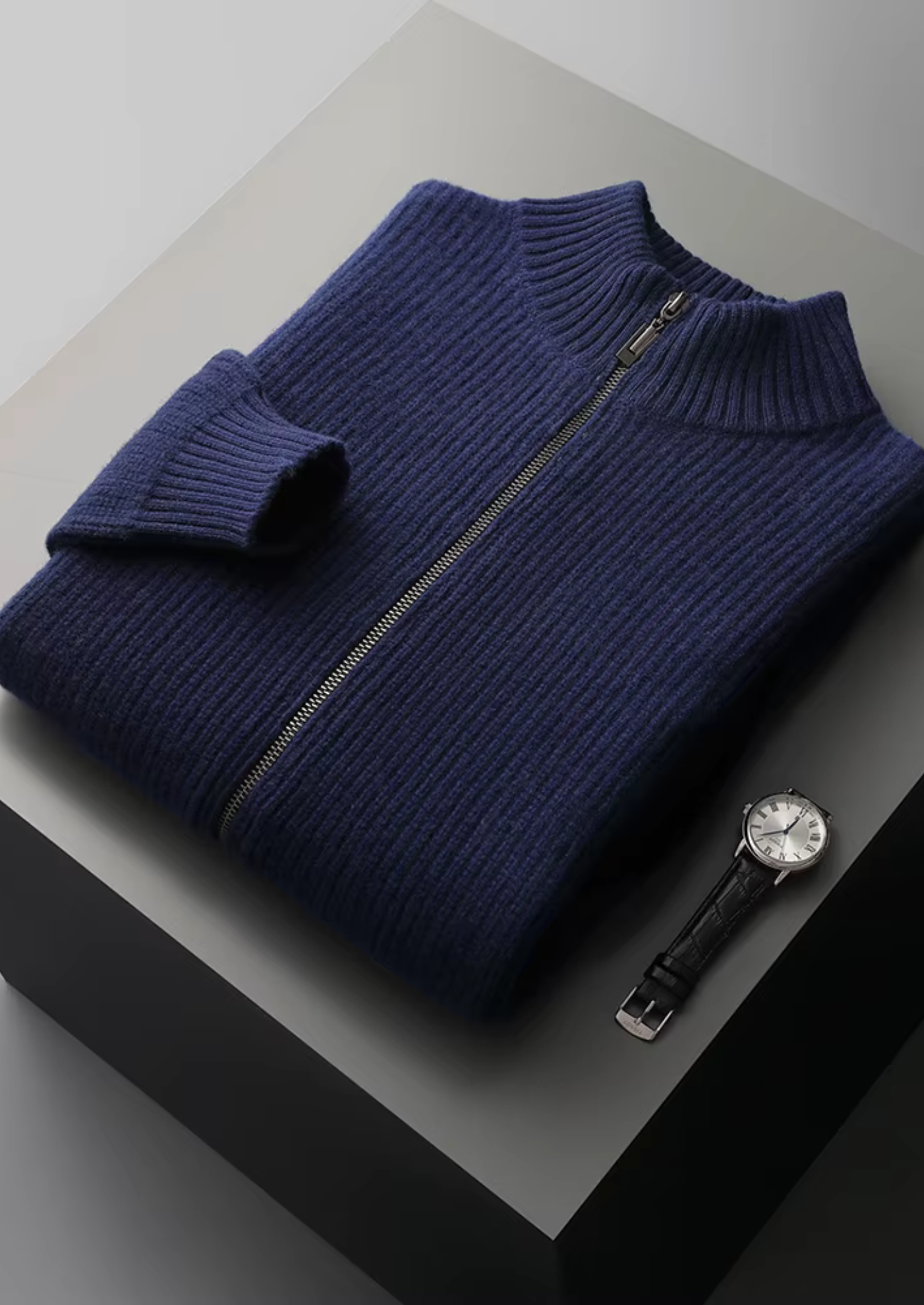 Merino Wool Extra-Fine Ribbed Knit Cardigan