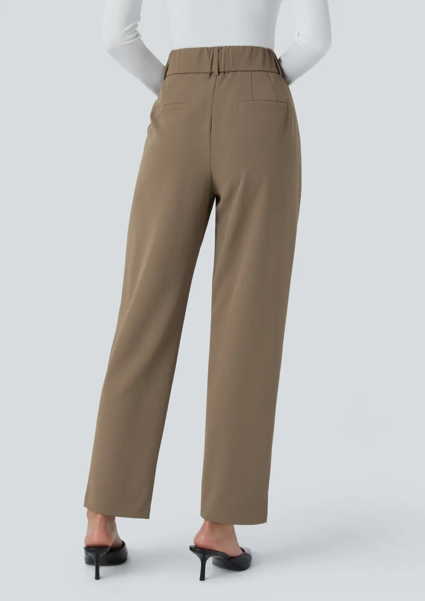 Women’s High-Waist Stretch Slim-Fit Trousers with Side Pockets