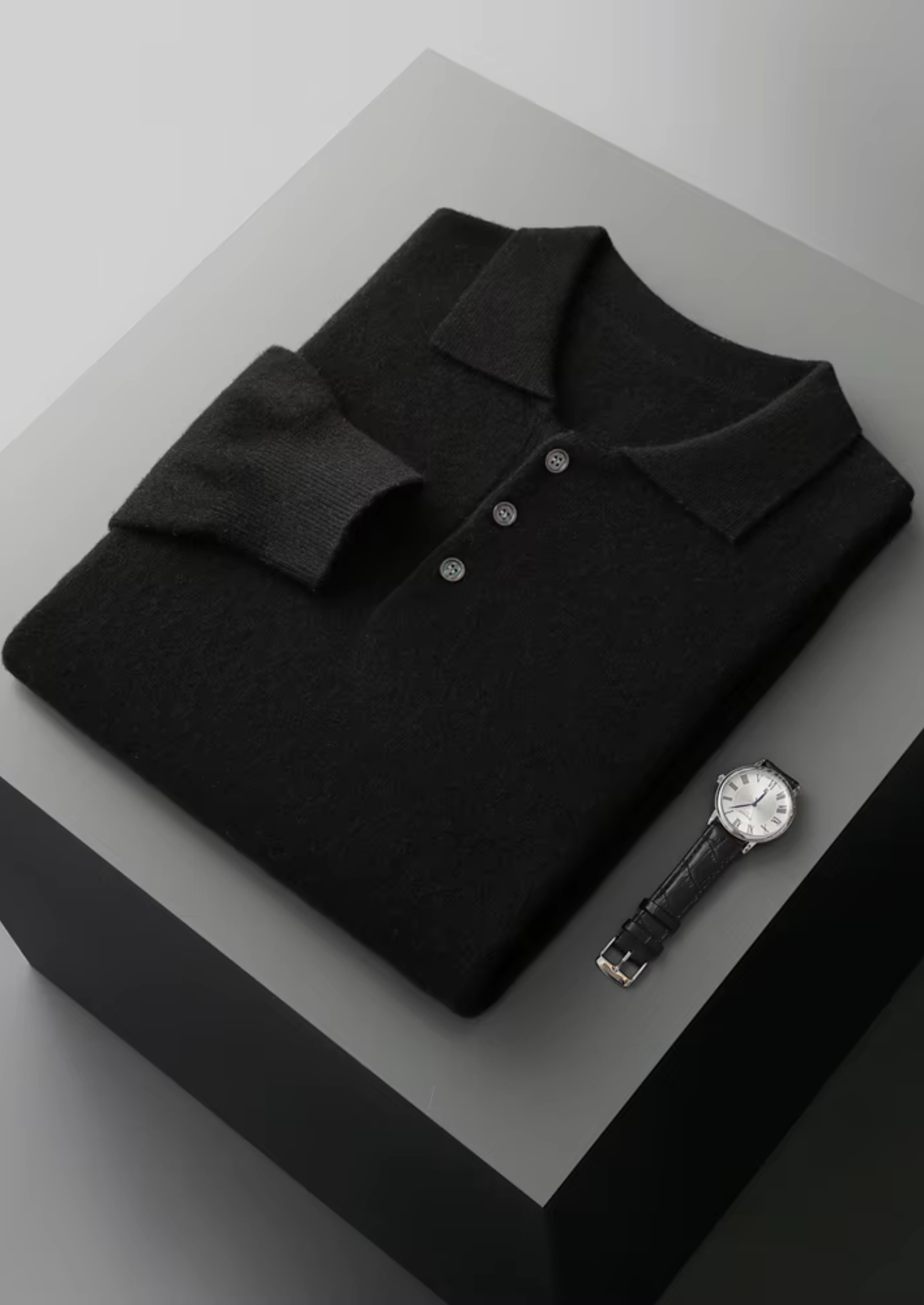 Merino Wool Extra-Fine Classic Polo Sweater