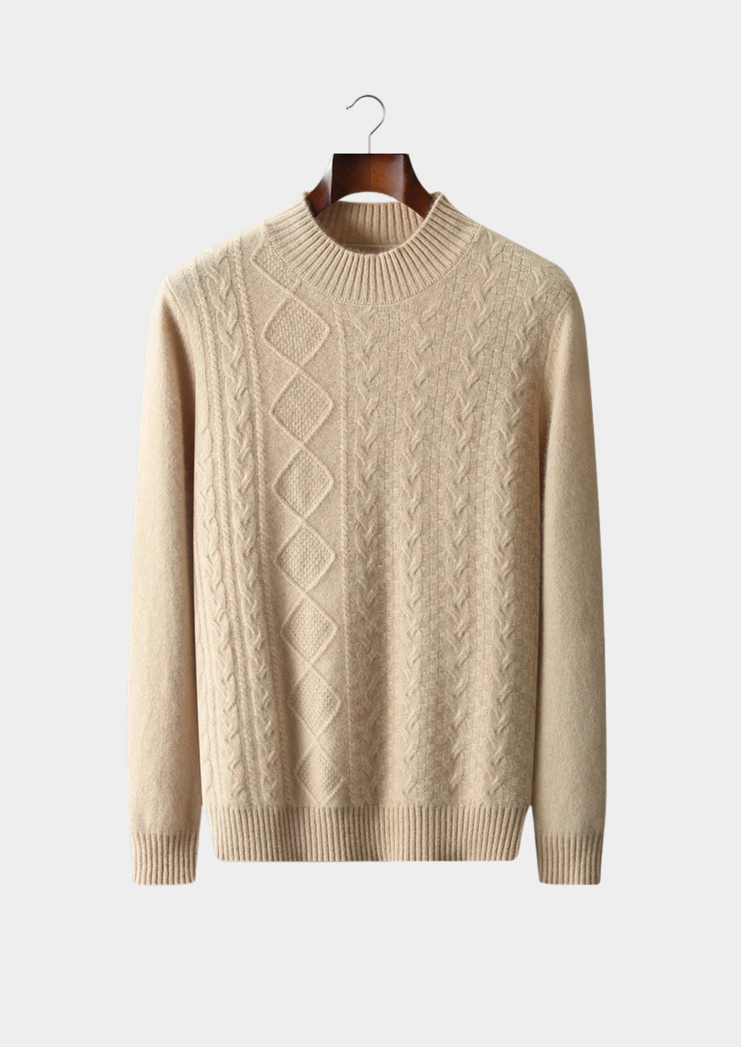 Merino Wool Jacquard Mockneck Pullover
