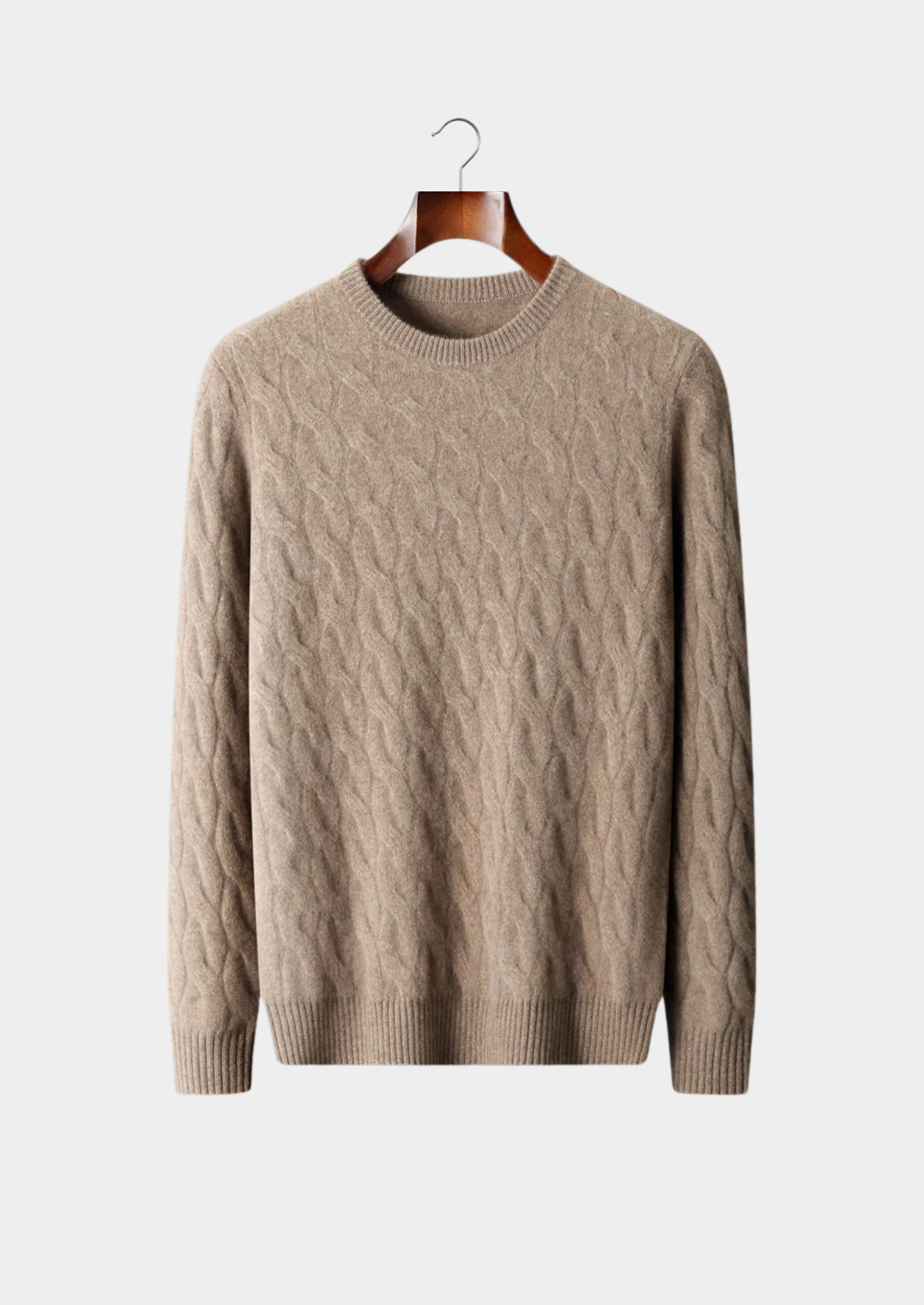 Cable Knit Crewneck in Premium Cashmere