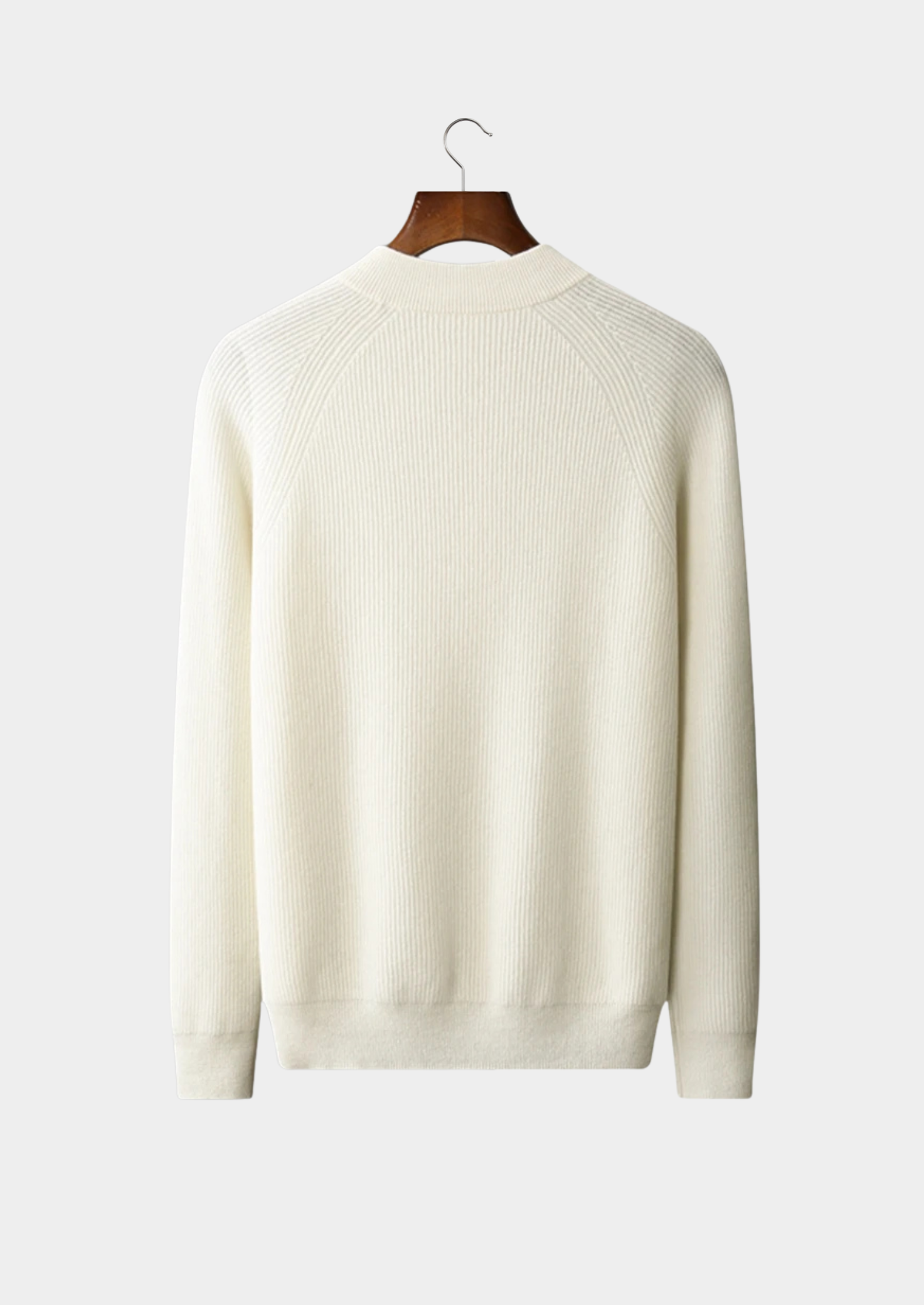 Classic Ribbed Henley Sweater in Cashmere