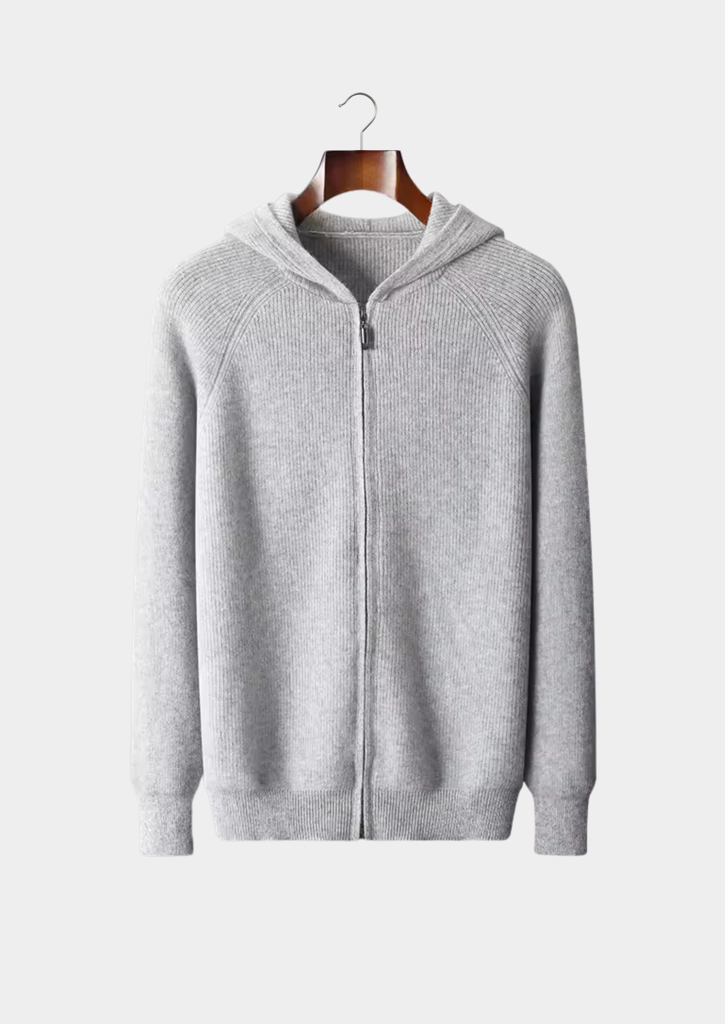 Merino Wool Extra-Fine Ribbed Hoodie With Zip