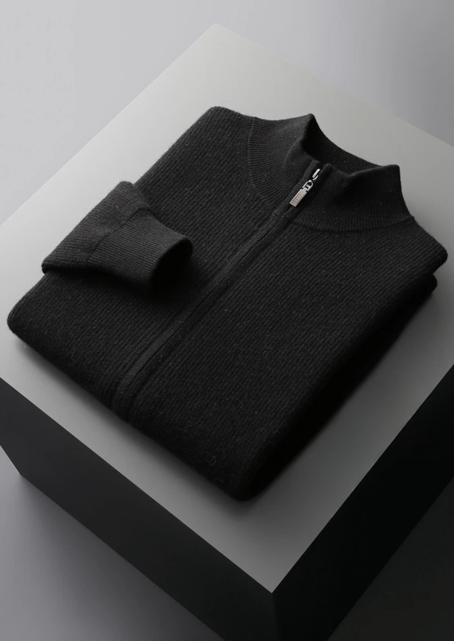 Extra-Fine Merino Wool Ribbed Cardigan With Zip