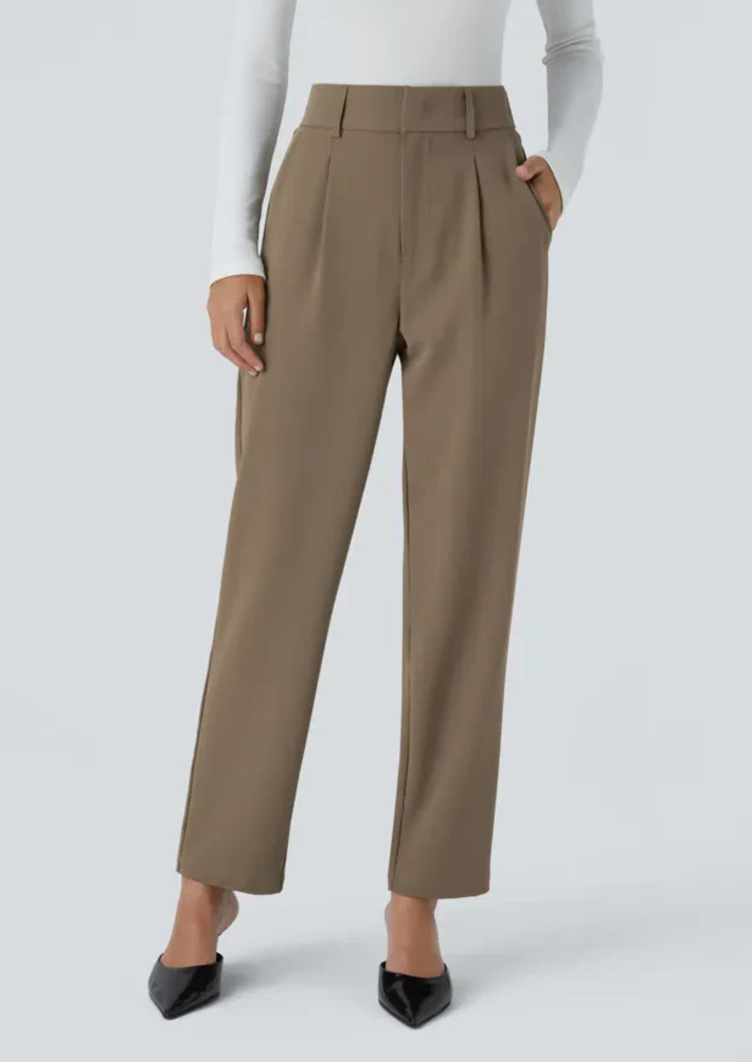 Women’s High-Waist Stretch Slim-Fit Trousers with Side Pockets