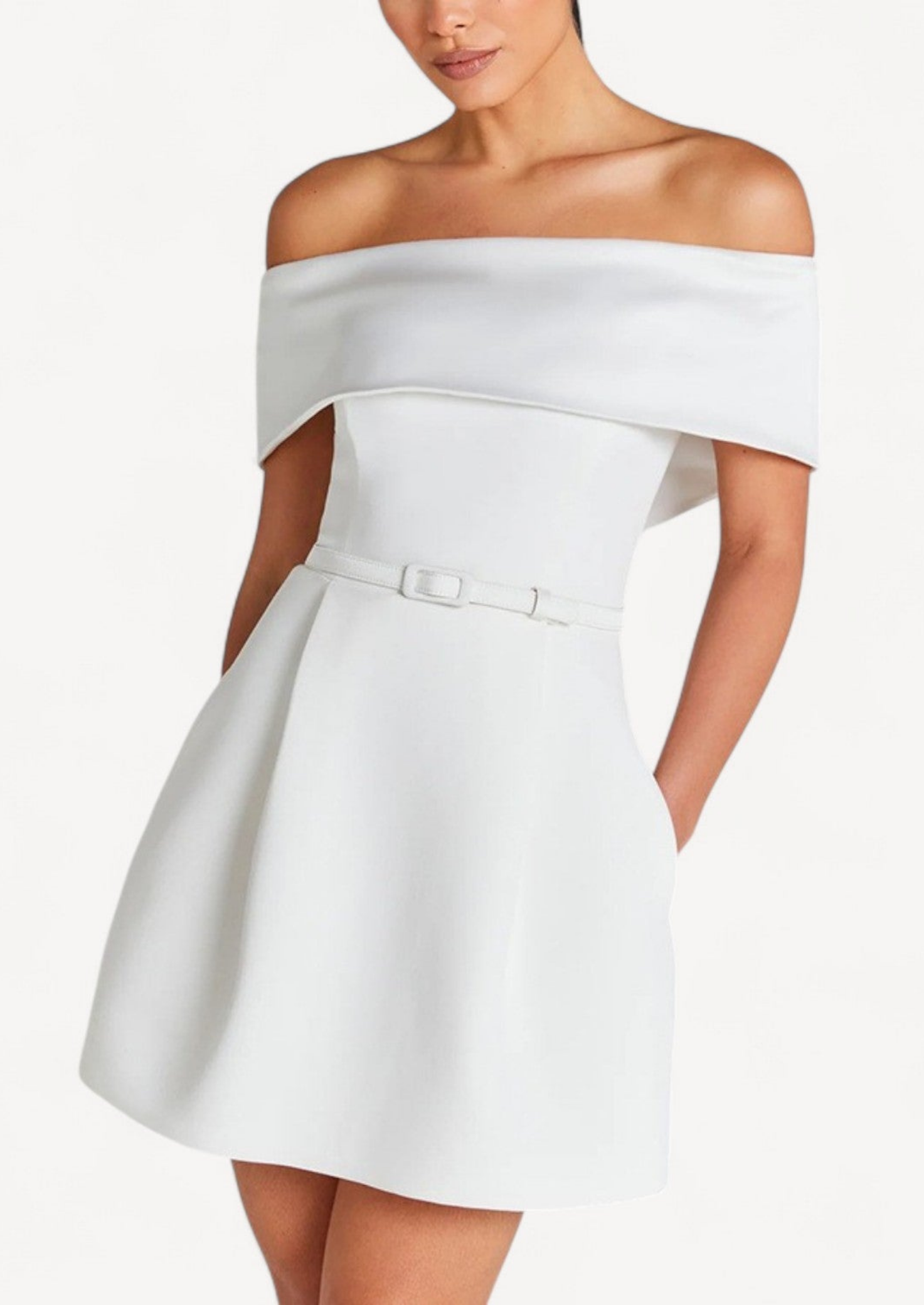 Off-Shoulder Belted Mini Dress - Short Dress Women