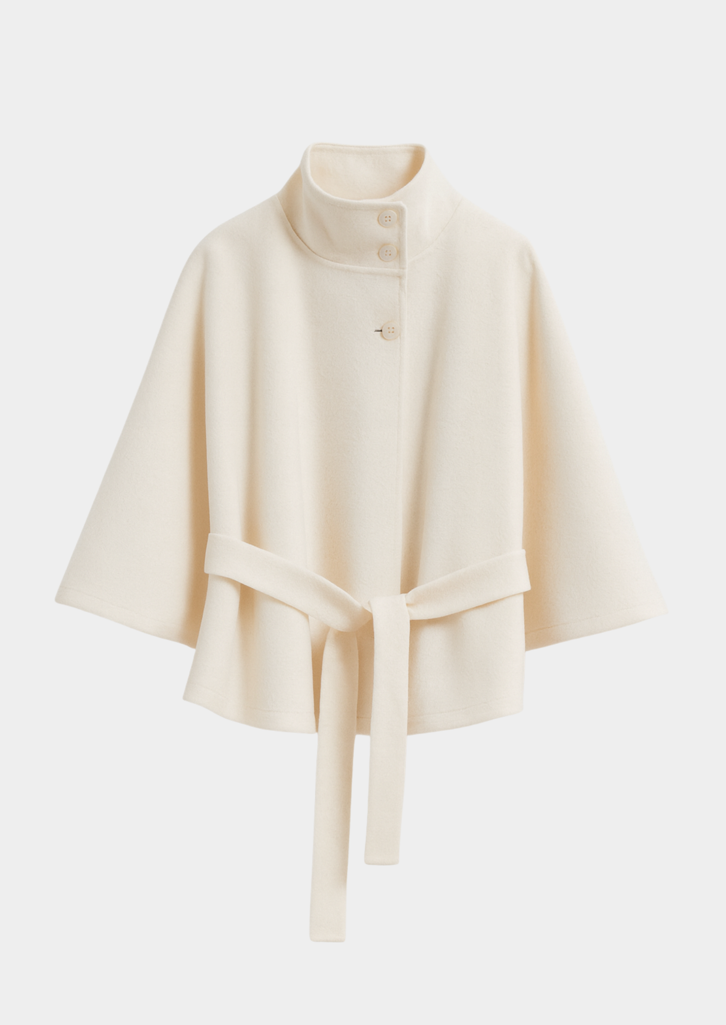 Women's Cape Coat with High Collar and Belt