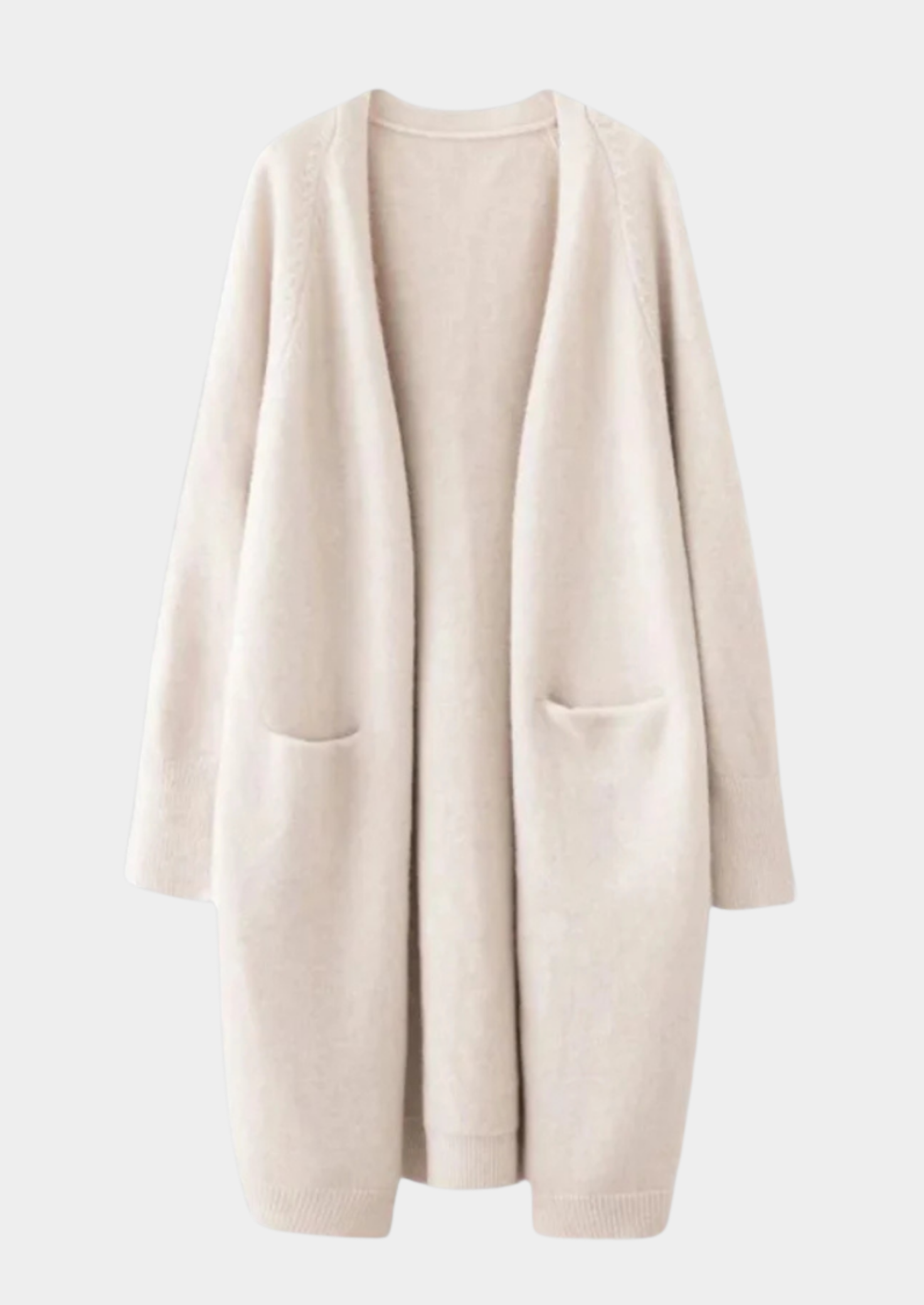 Long Knitted Cardigan with Open Front Women