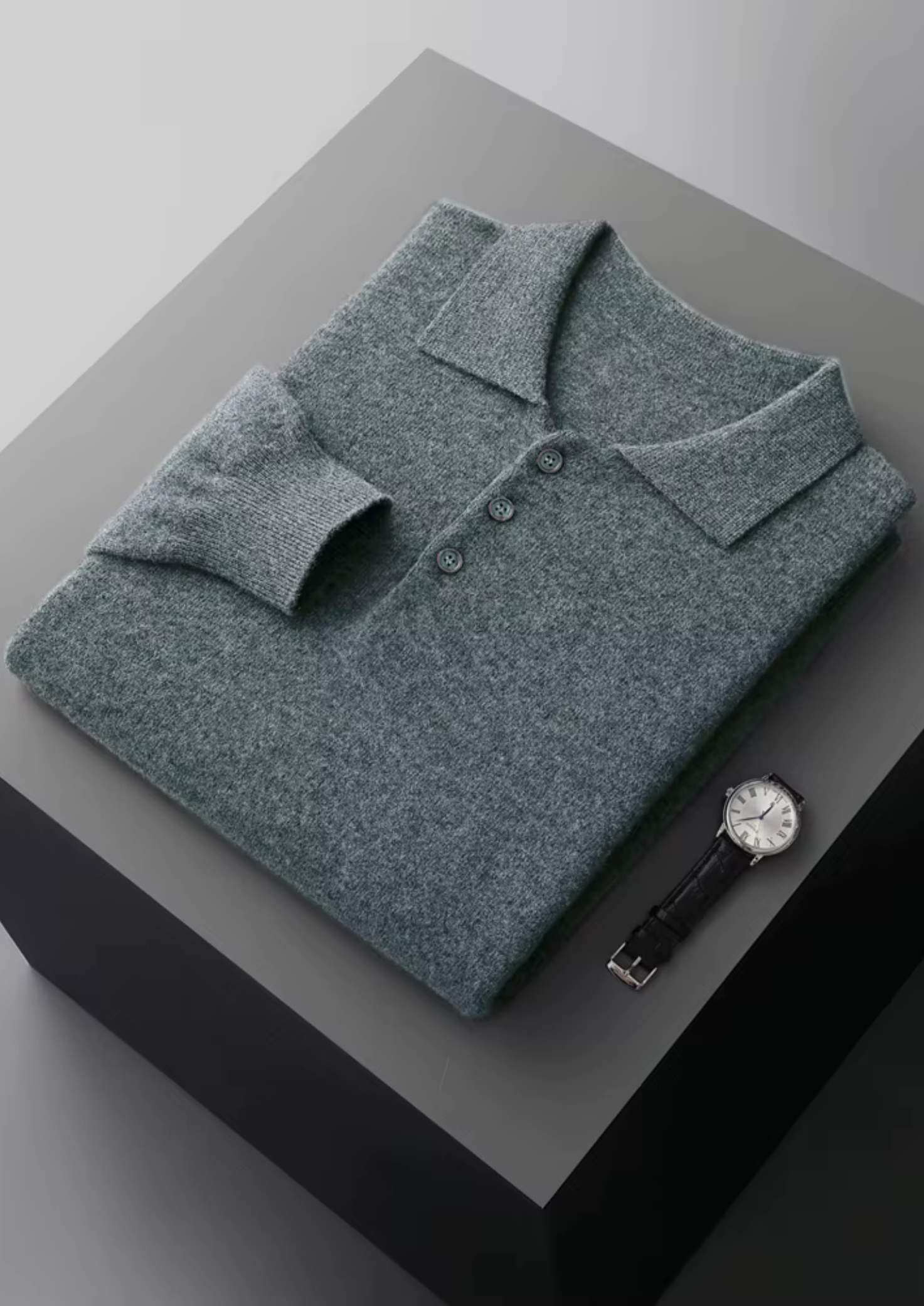 Merino Wool Extra-Fine Classic Polo Sweater