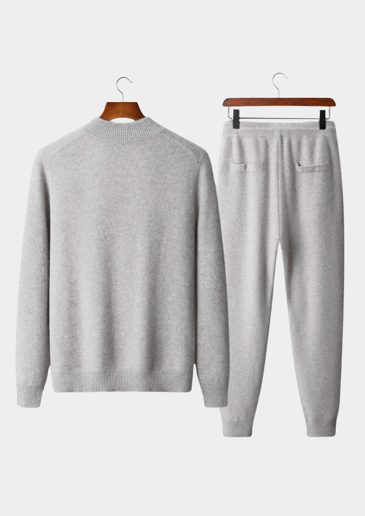 Men’s Extra-Fine Merino Wool Knit Lounge Set – Light Gray
