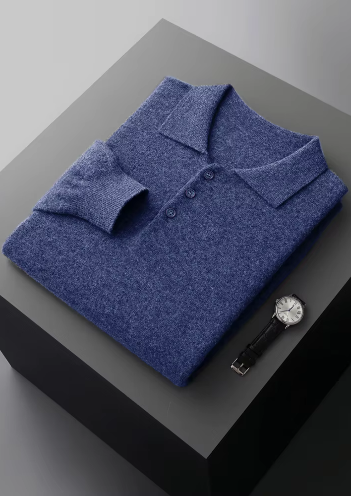 Merino Wool Extra-Fine Classic Polo Sweater