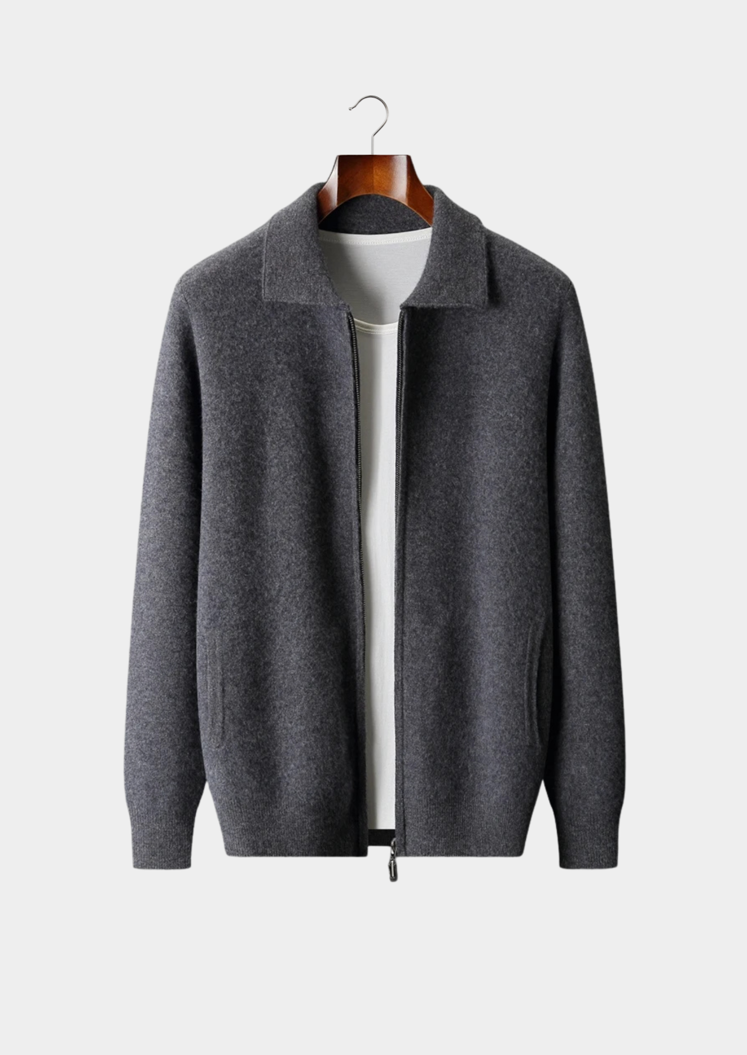 Men’s Cashmere Polo-Style Zip Knit Cardigan