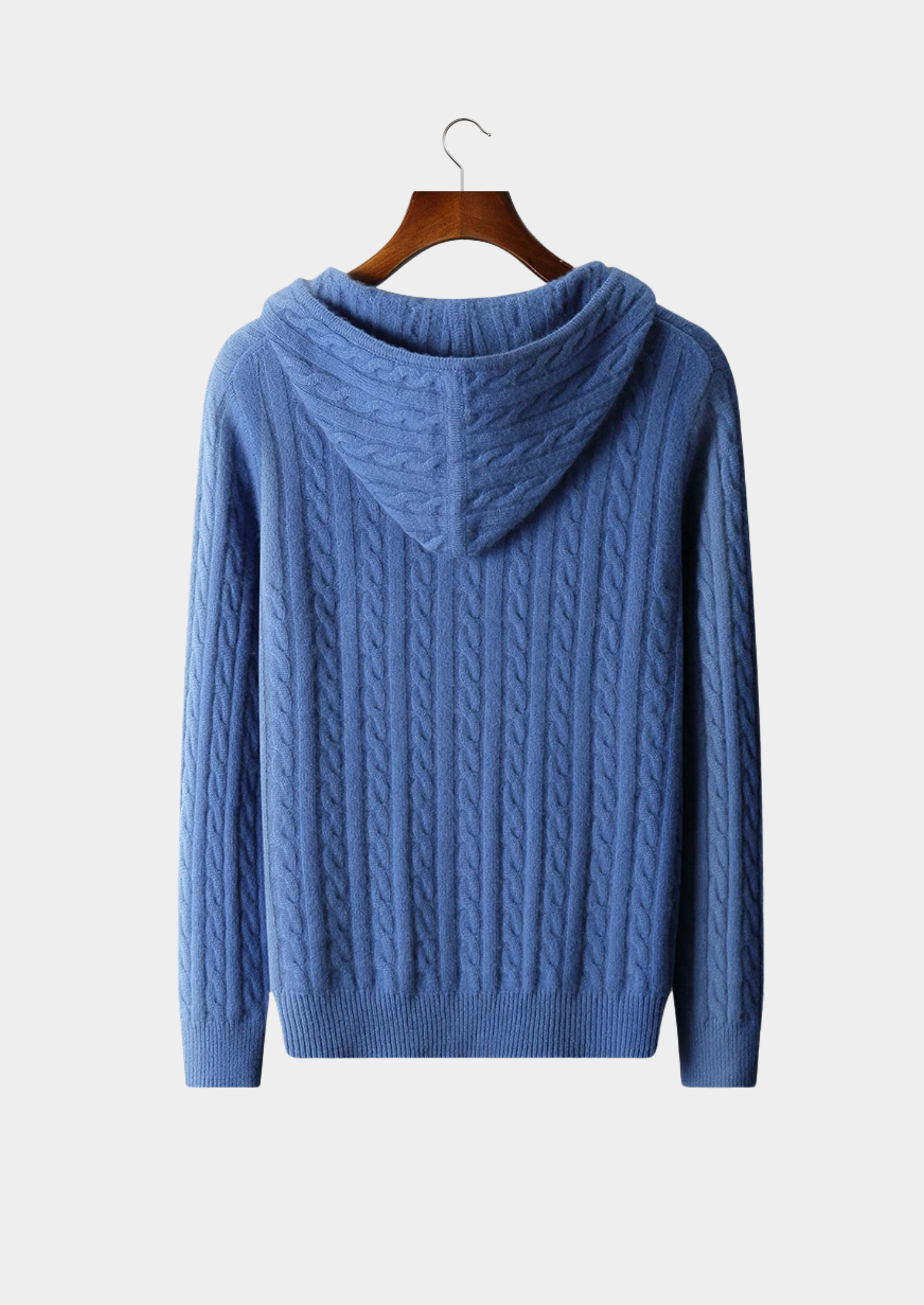 Men’s Cable Knit Zip Hoodie in Cashmere Blend