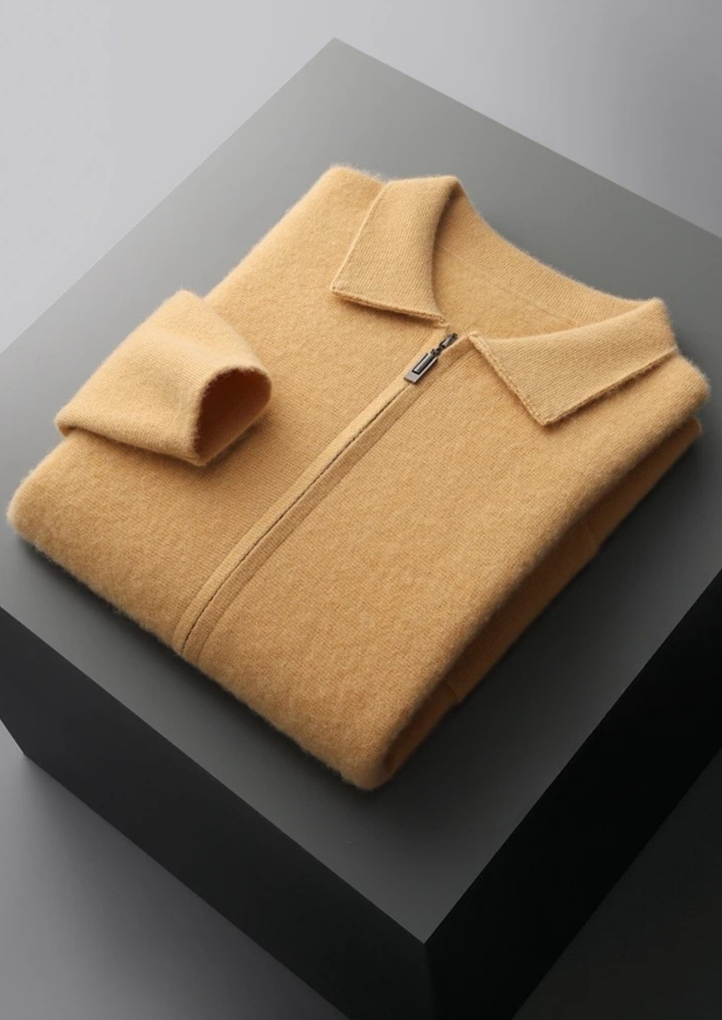 Cashmere Premium Zip Front Cardigan