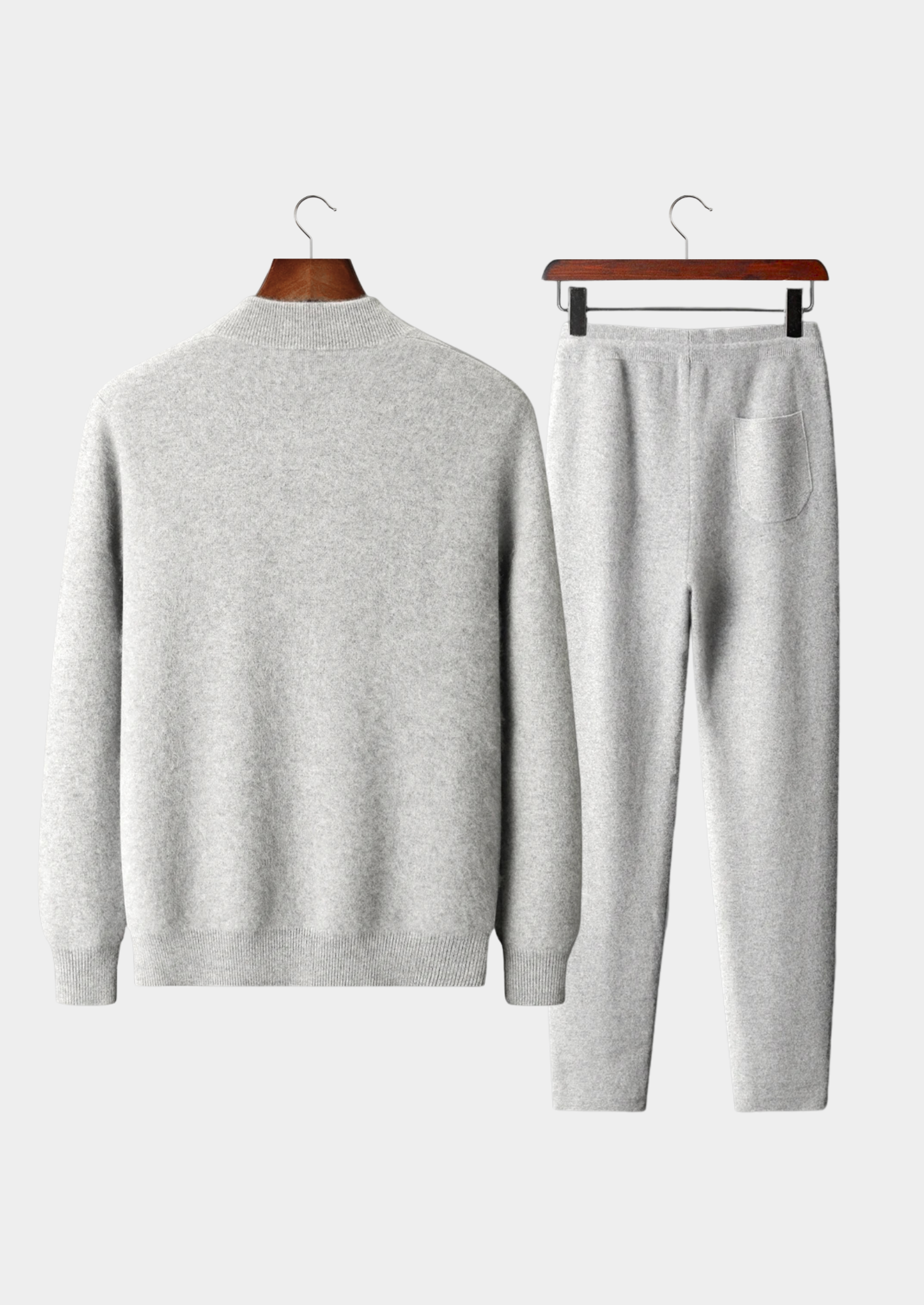 Men’s Zip-Up Cashmere Knit Set with Ribbed Details