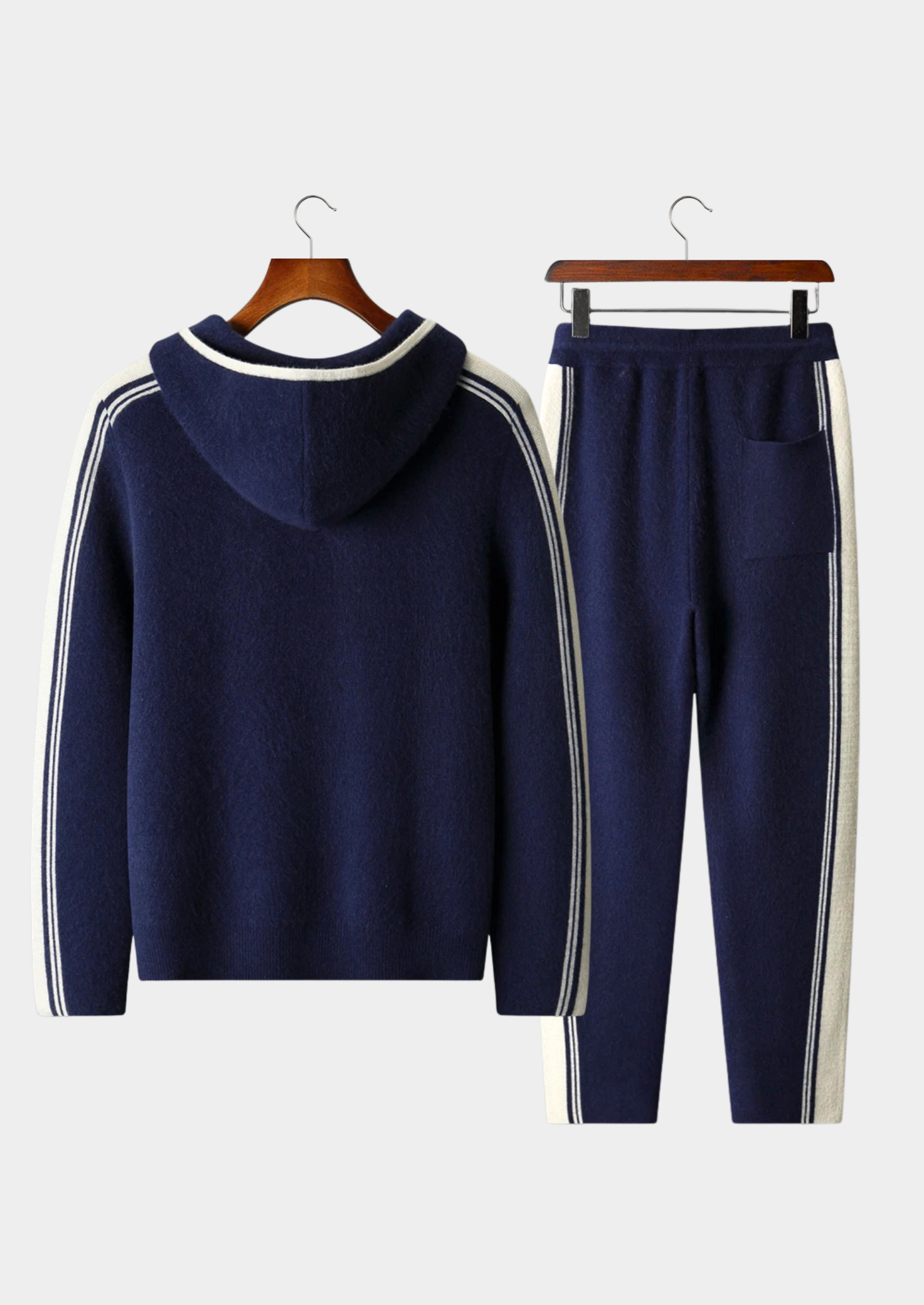 Men’s Striped Zip-Up Knit Set in Merino Wool Extra-Fine