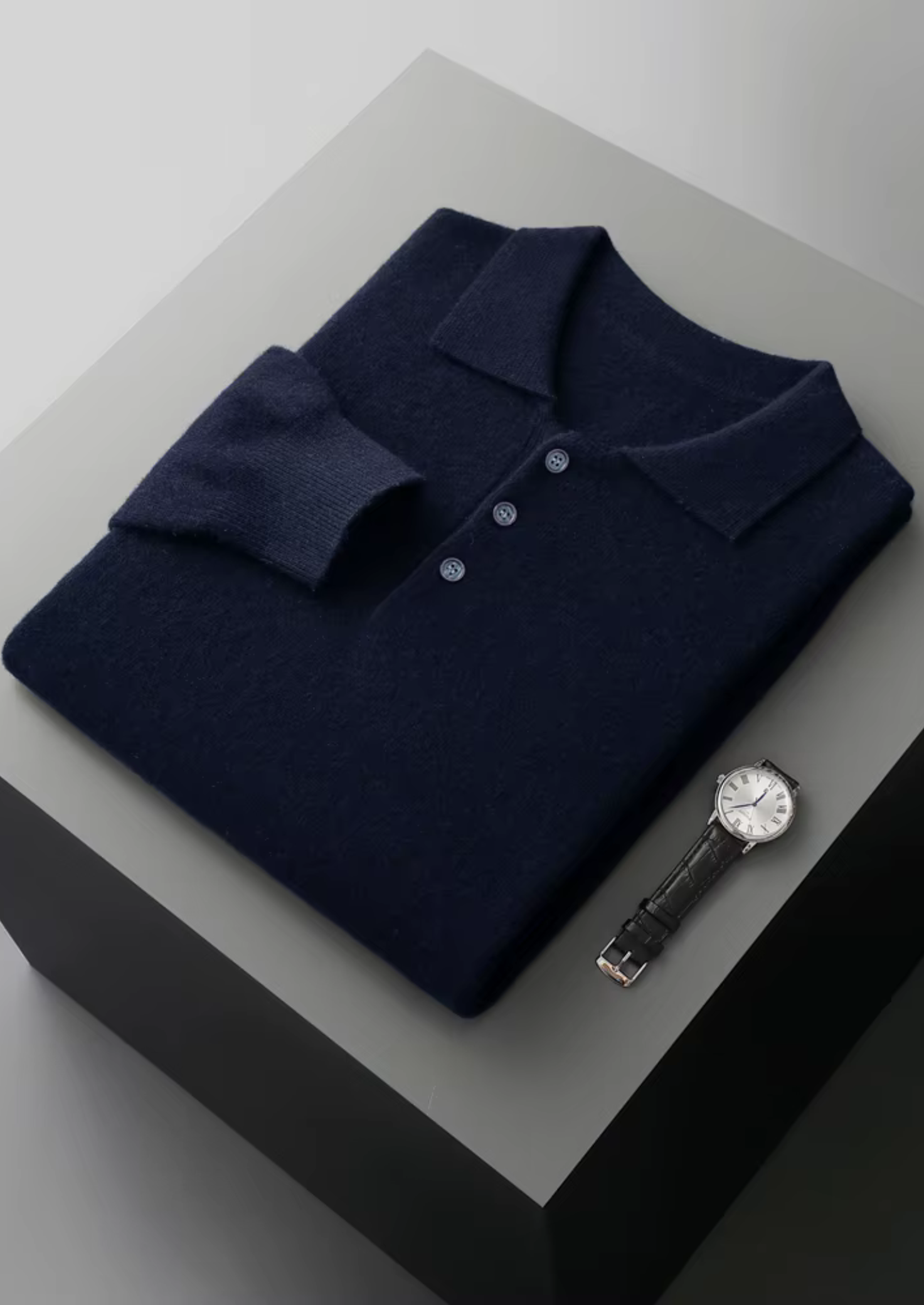 Merino Wool Extra-Fine Classic Polo Sweater