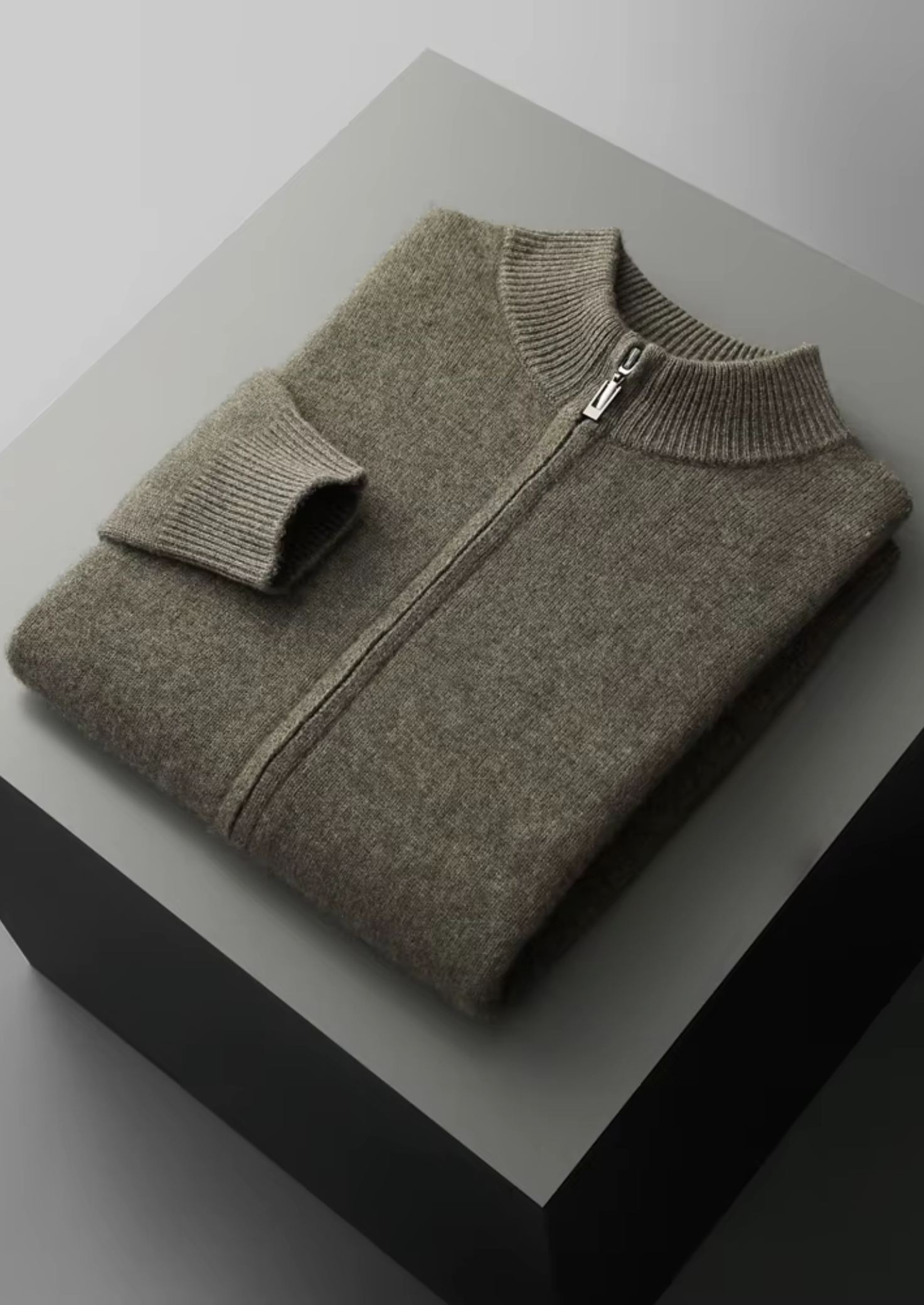 Merino Wool Extra-Fine Knit Cardigan With Zip