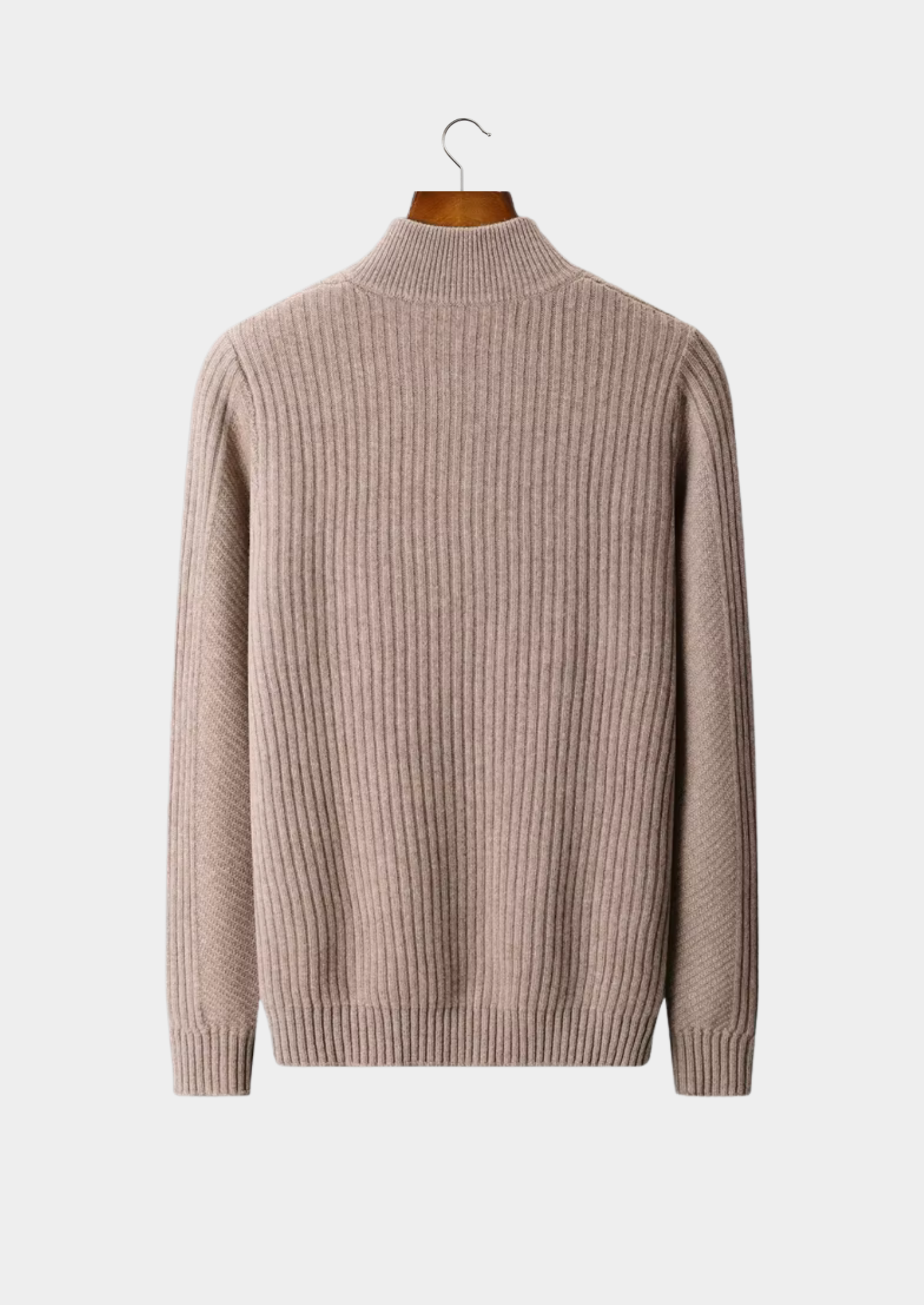 Men’s Extra-Fine Merino Wool Ribbed Henley Knit Sweater