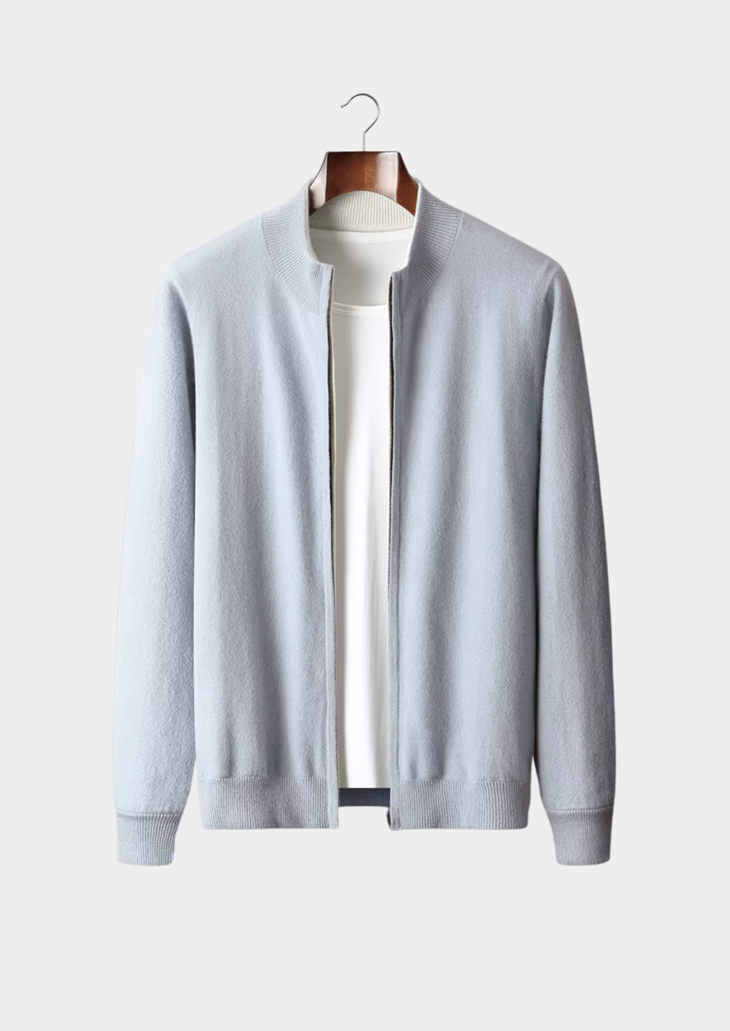 Merino Wool Extra-Fine Knit Zip Cardigan