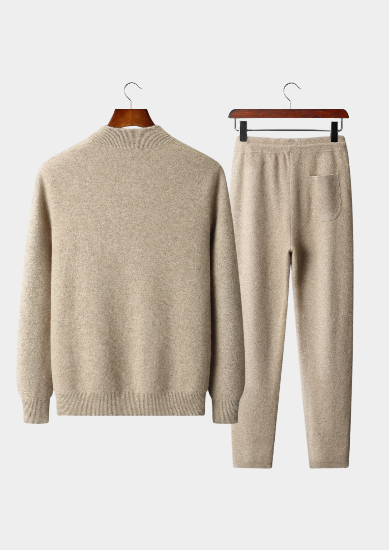 Men’s Zip-Up Cashmere Knit Set with Ribbed Details
