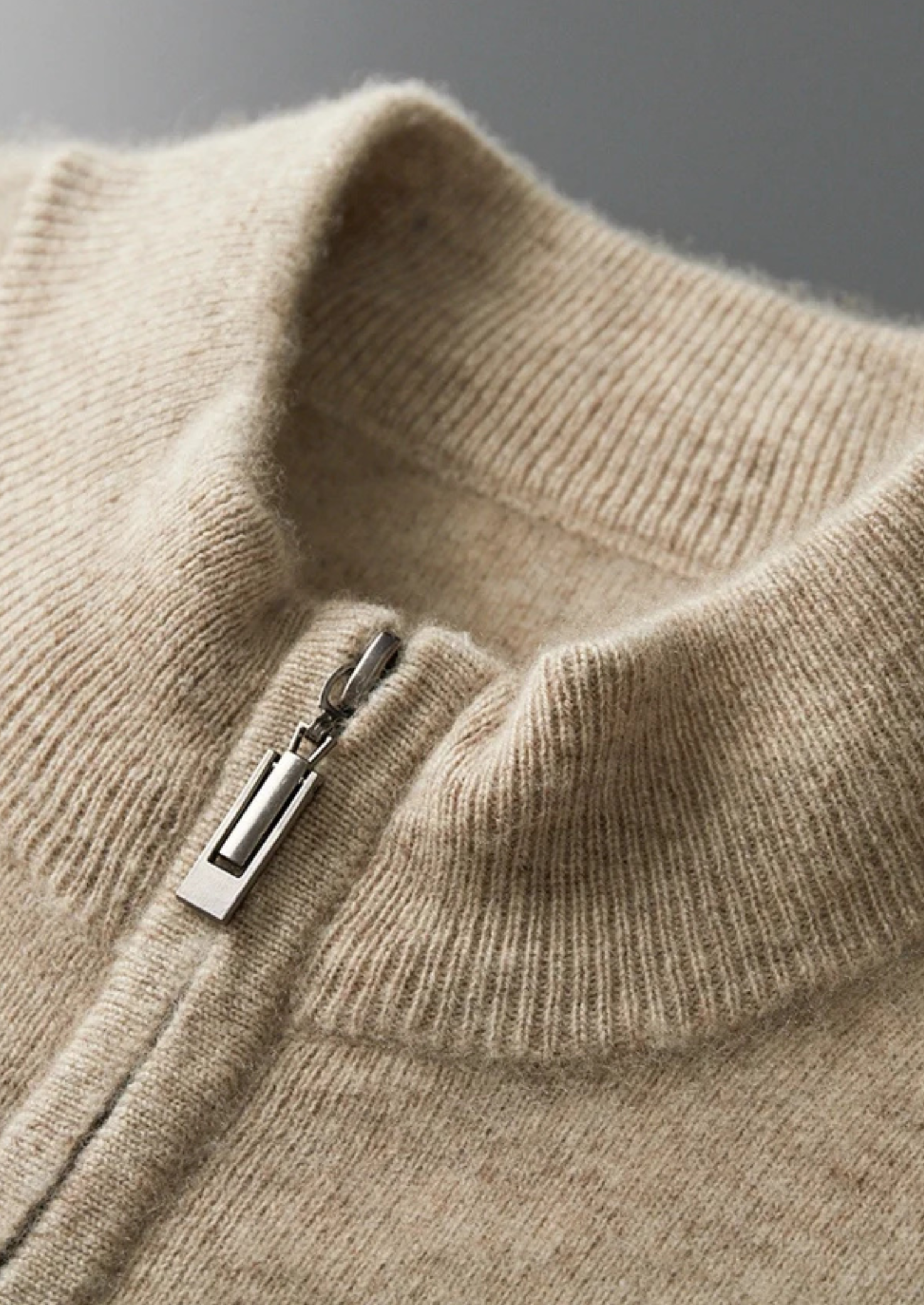 Men’s Zip-Up Cashmere Knit Set with Ribbed Details