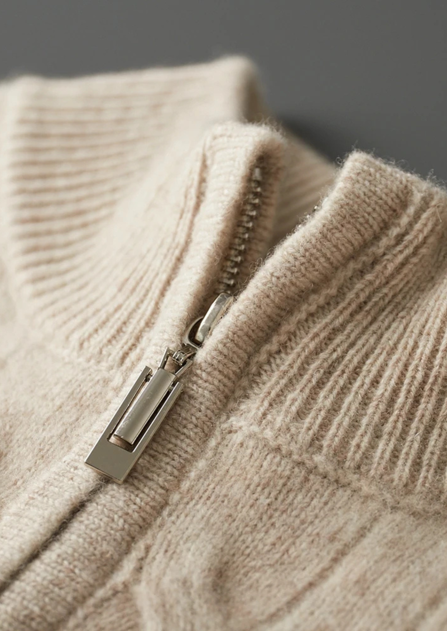 Men’s Half-Zip Cable Knit Sweater in Extra-Fine Merino Wool