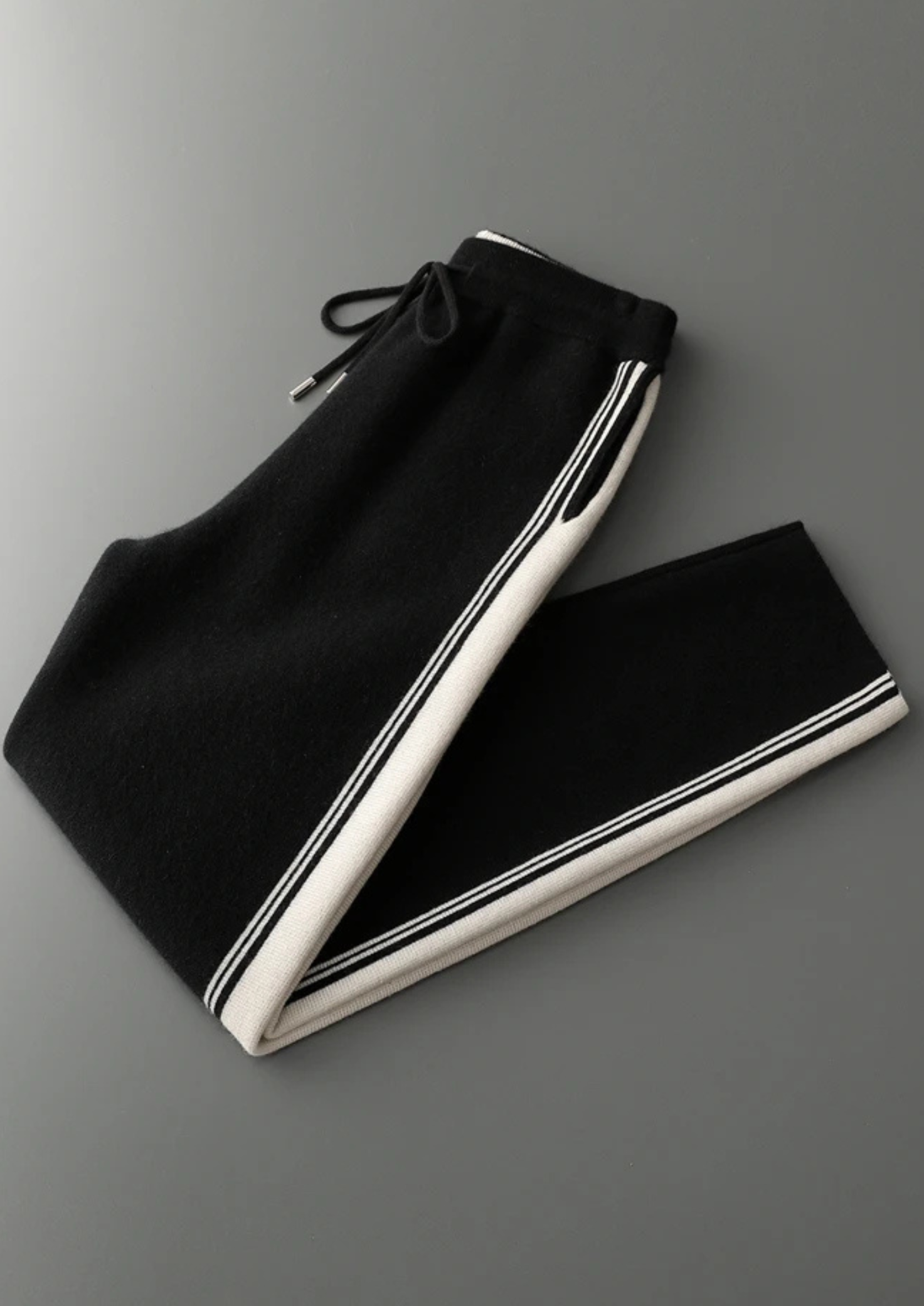 Men’s Striped Zip-Up Knit Set in Merino Wool Extra-Fine