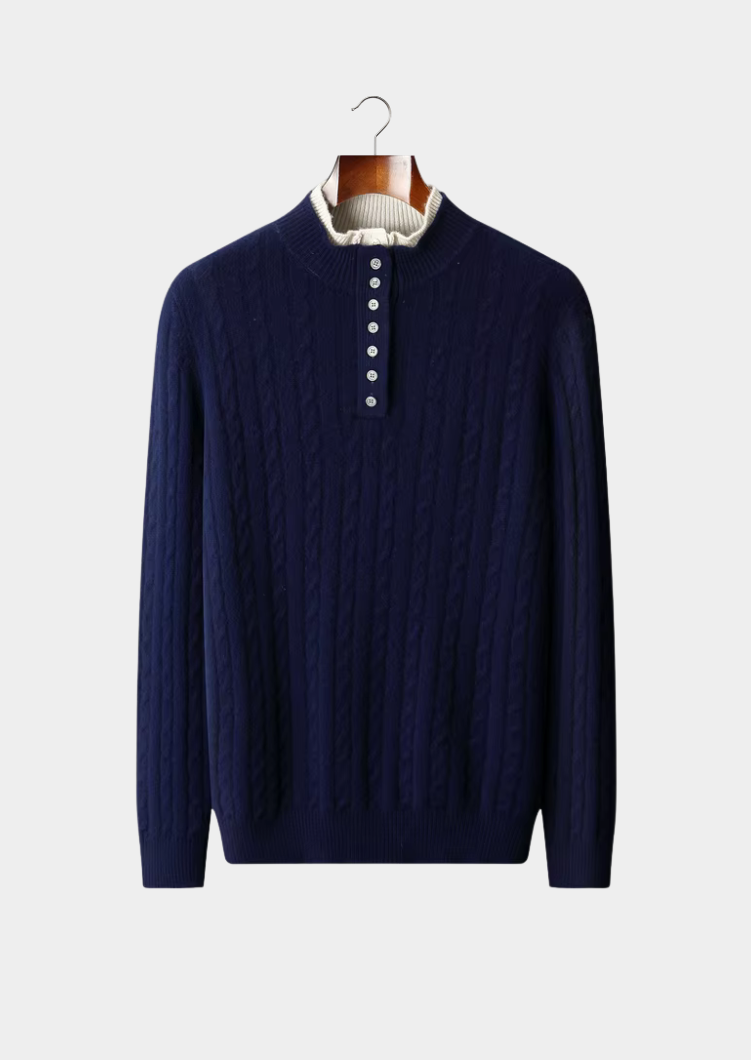 Men’s Merino Wool Classic Knit Henley Sweater