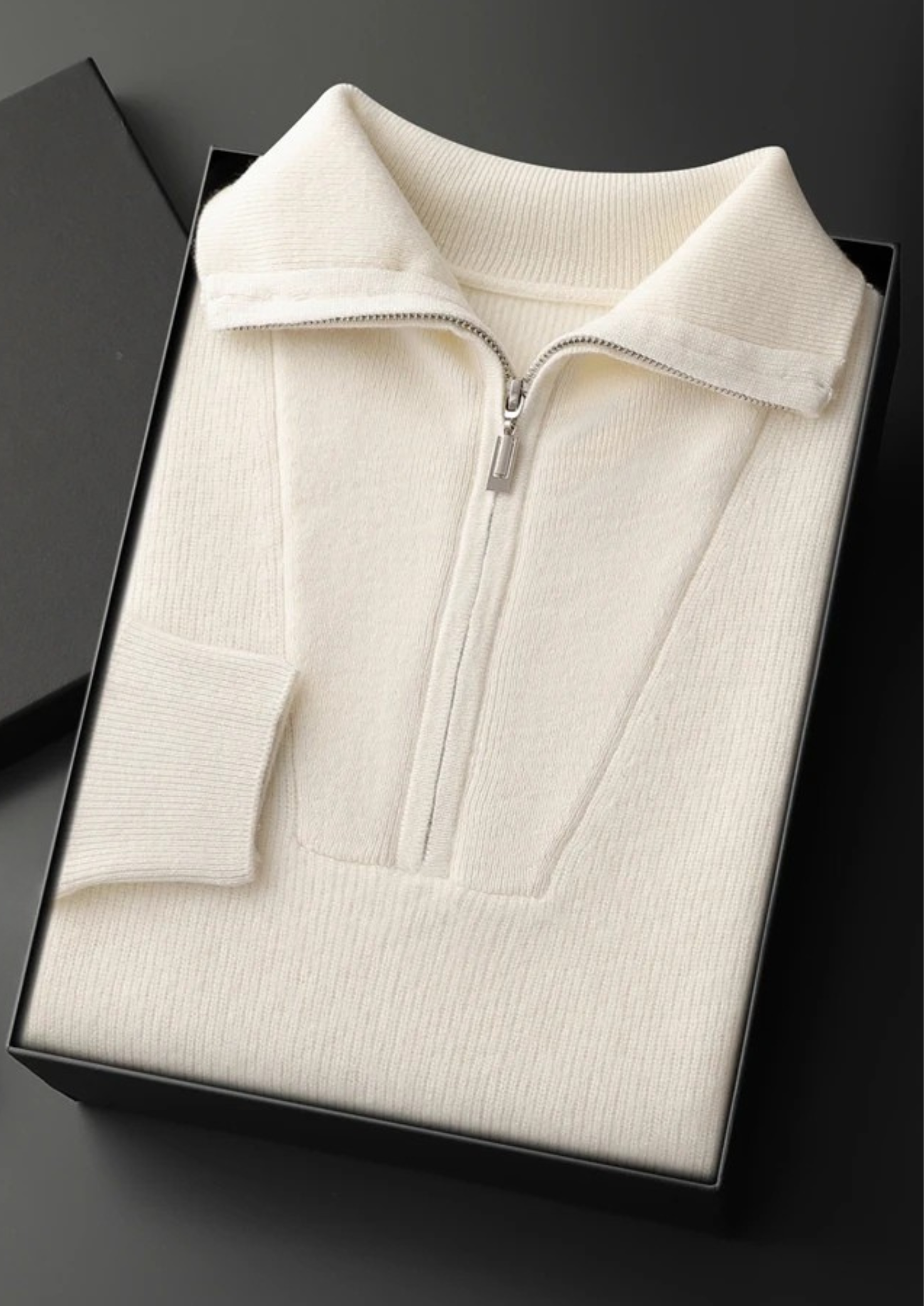 Men’s Cashmere Ribbed Half-Zip Knit Sweater