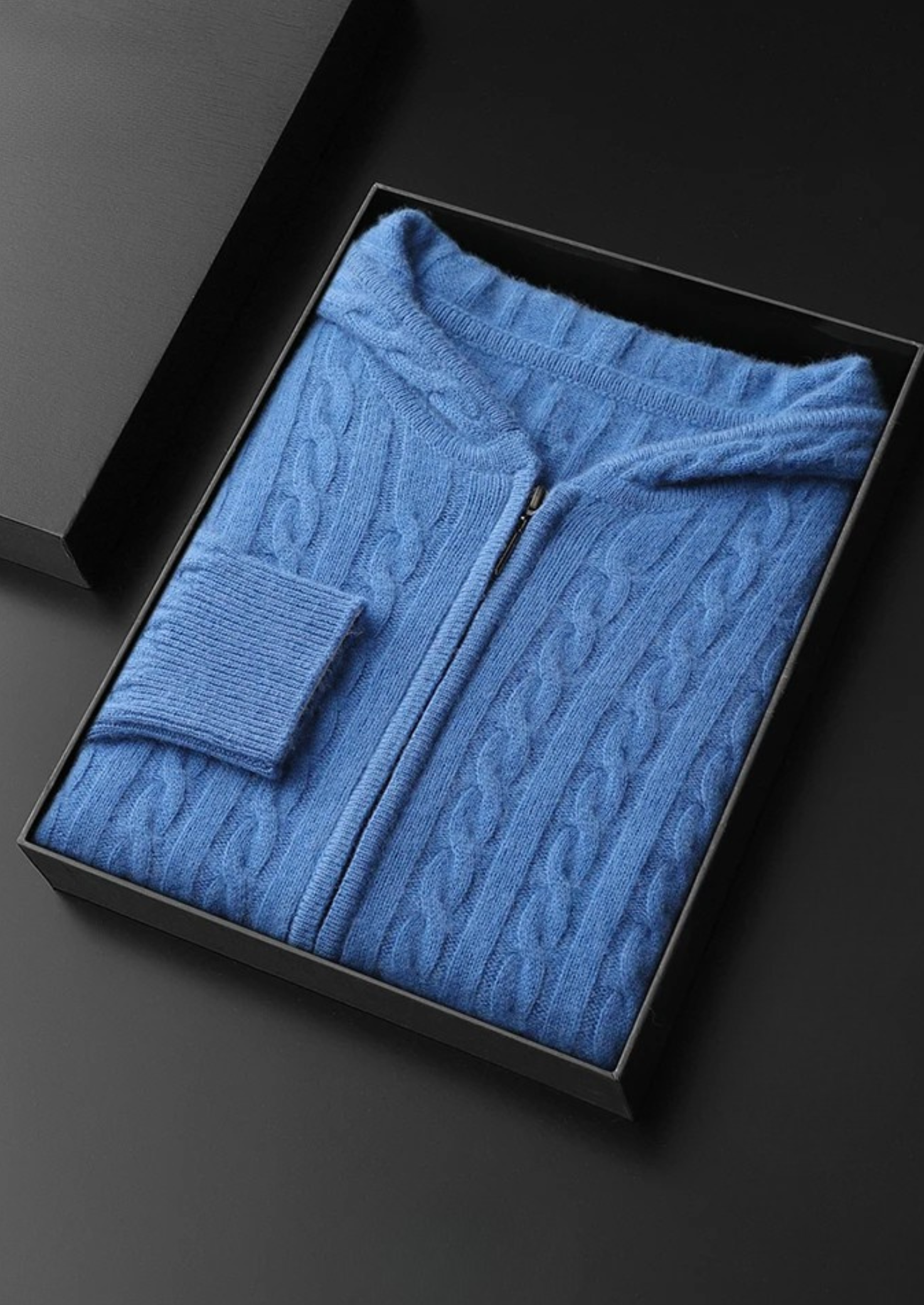 Men’s Cable Knit Zip Hoodie in Cashmere Blend