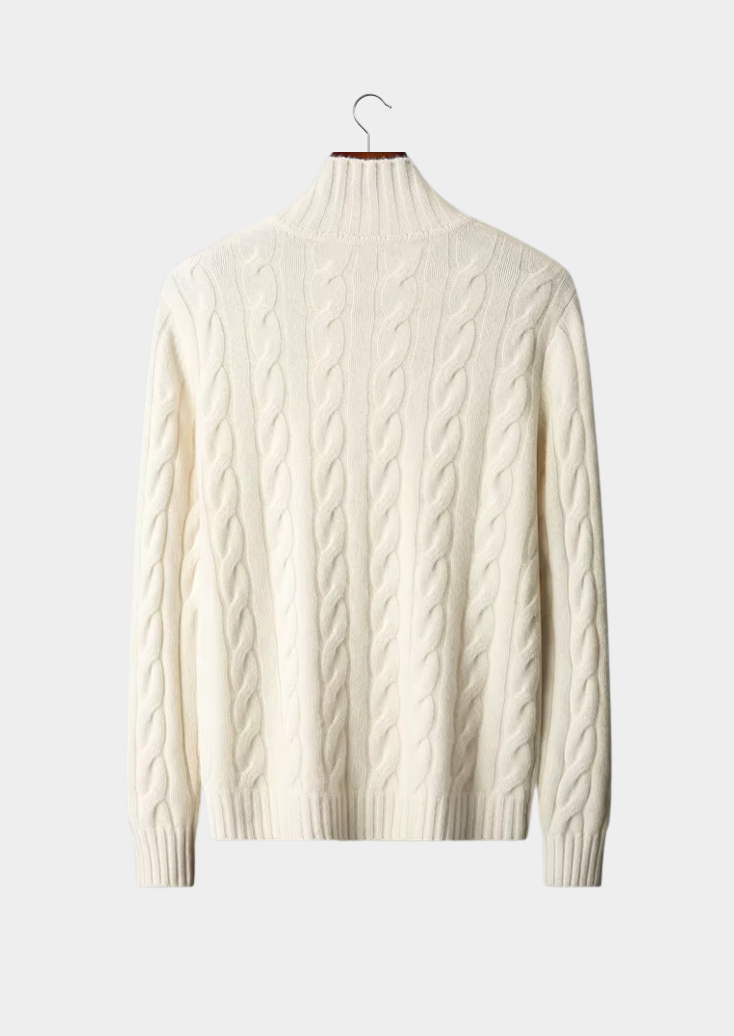 Men’s Merino Wool Double-Tone Cable Knit Zip Cardigan