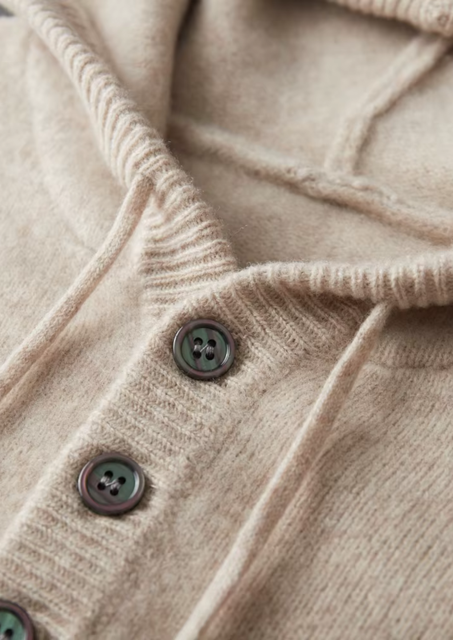 Men’s Button Knit Hoodie in Extra-Fine Merino Wool
