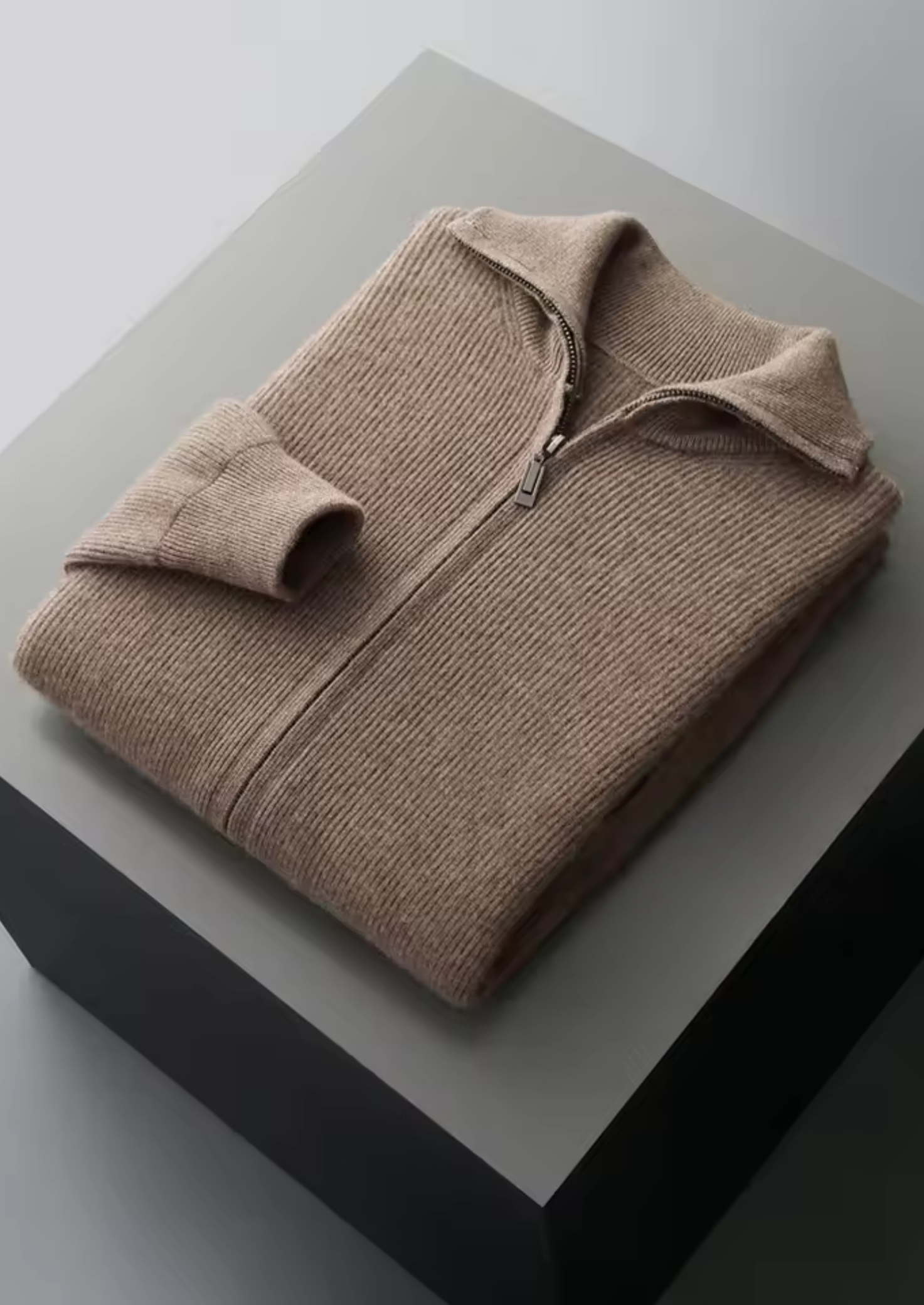 Men’s Extra-Fine Merino Wool Ribbed Knit Zip Cardigan