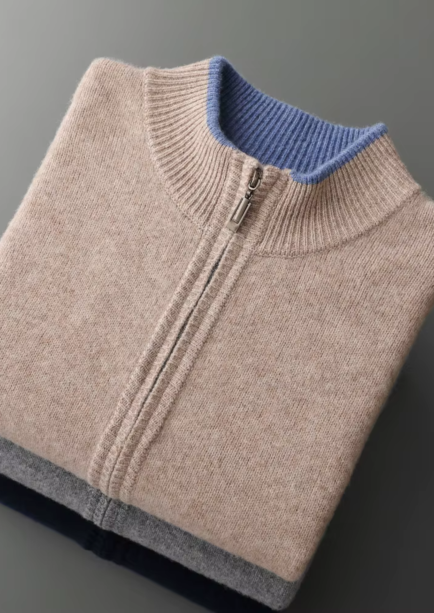 Merino Wool Extra-Fine Two-Tone Knit Cardigan