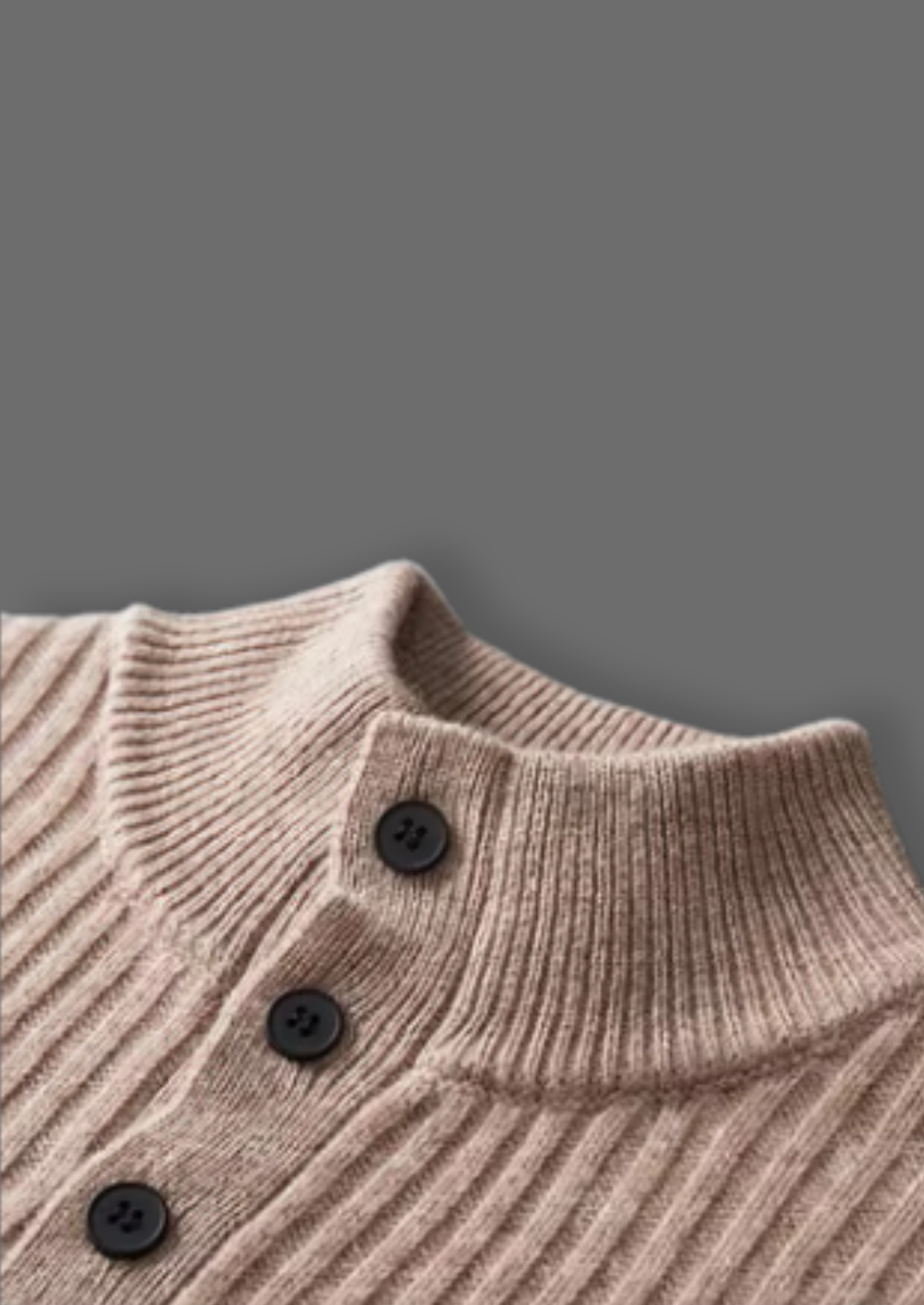 Men’s Extra-Fine Merino Wool Ribbed Henley Knit Sweater