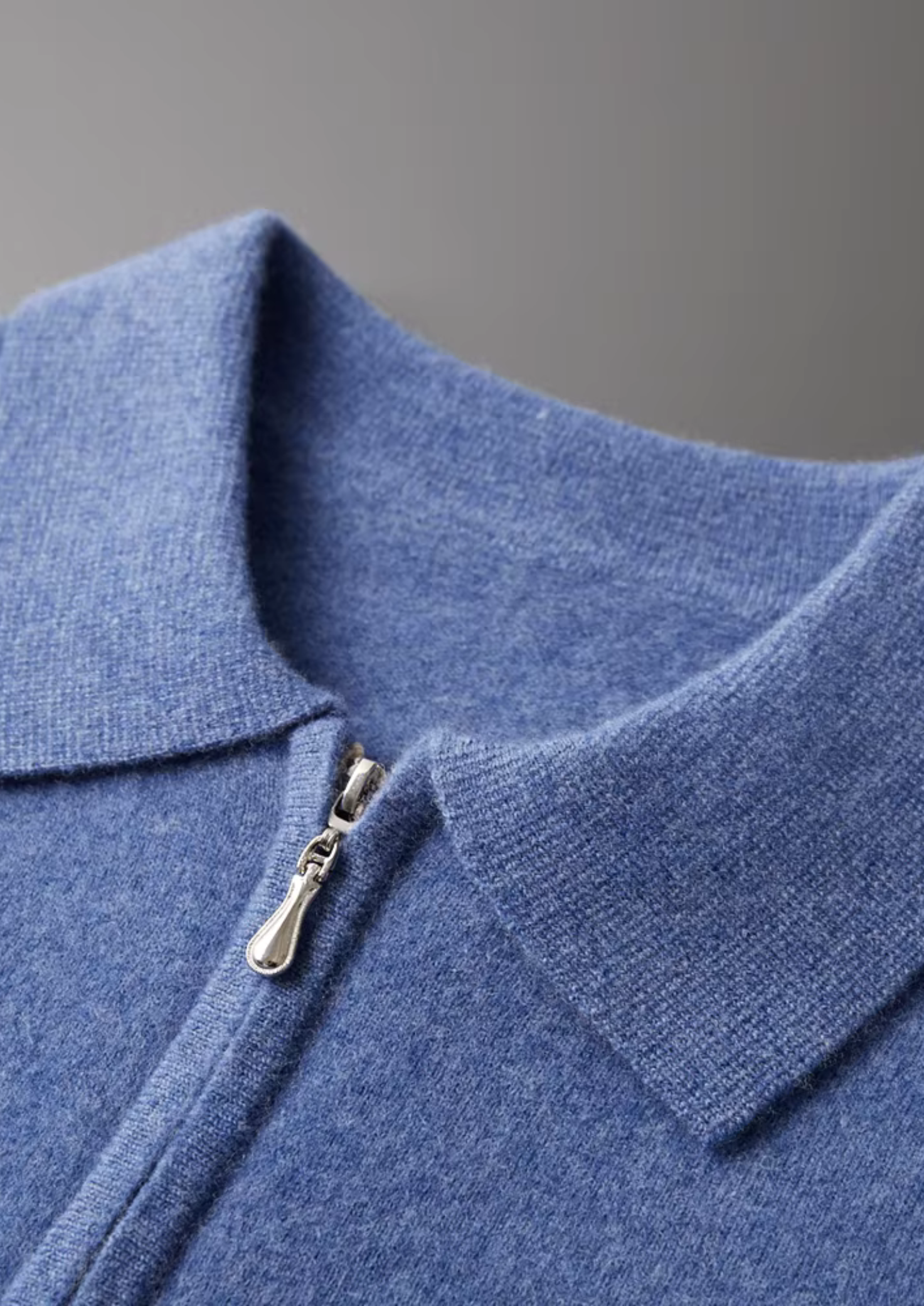 Merino Wool Extra-Fine Half Zip Polo Top