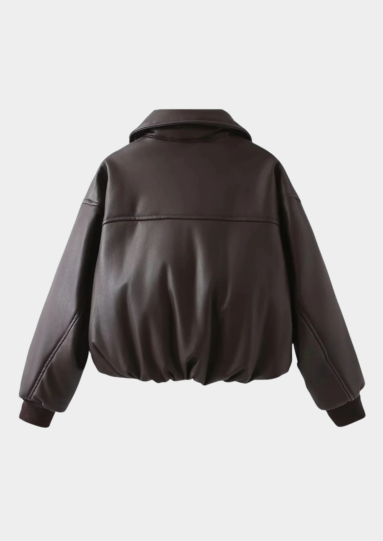 Oversized Vegan Leather Jacket with Ribbed Hem Women