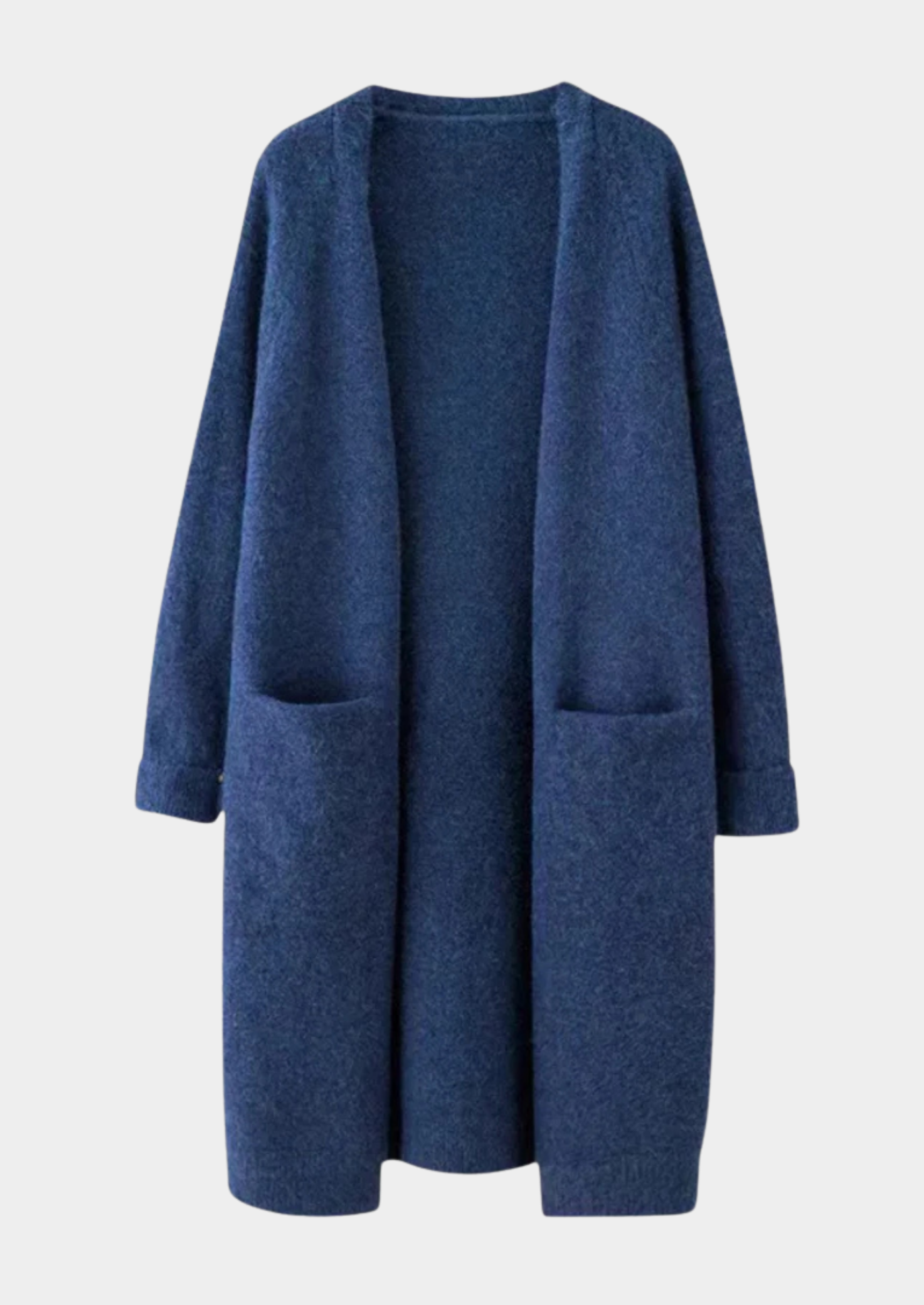 Long Knitted Cardigan with Open Front Women