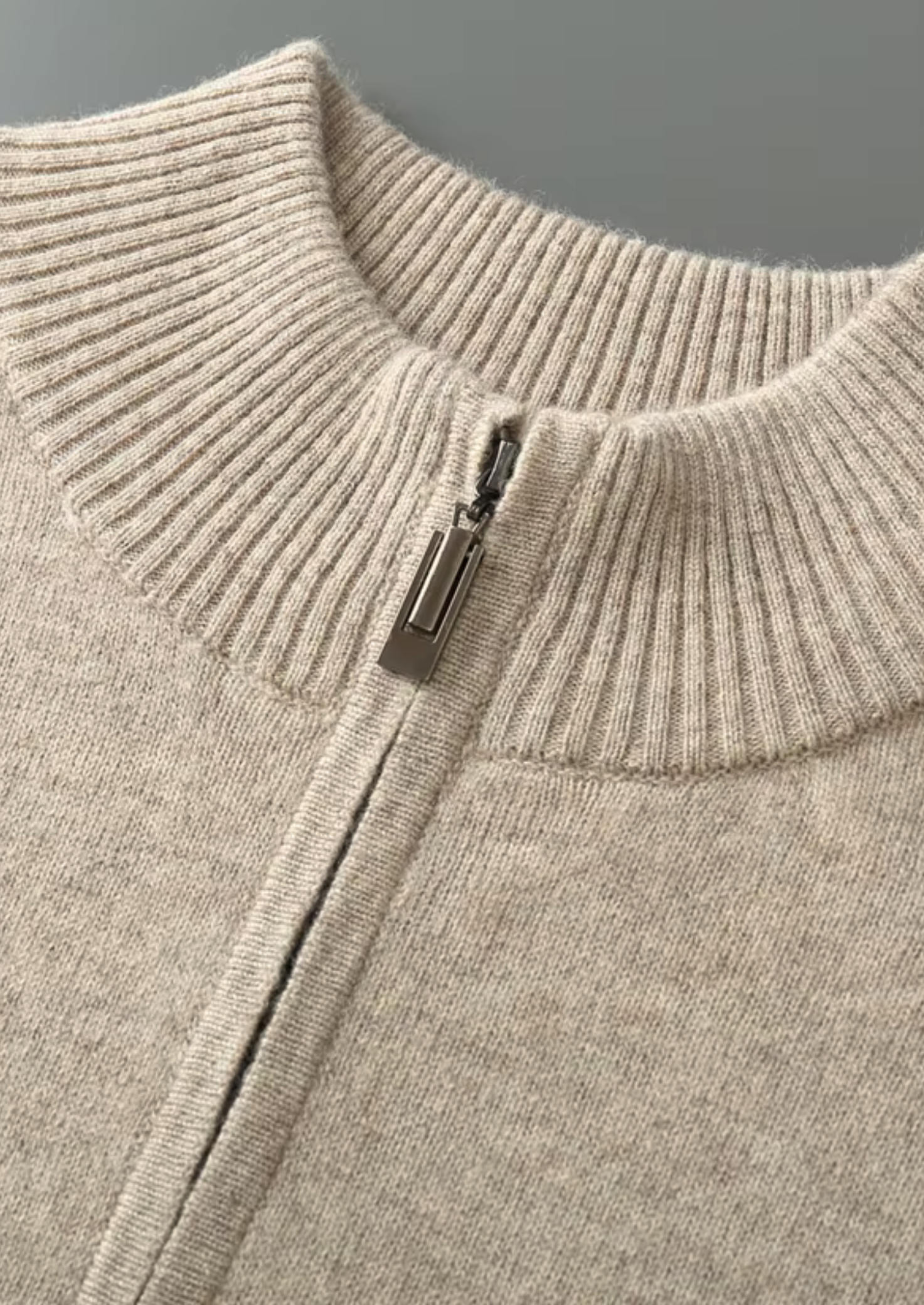 Merino Wool Extra-Fine Half Zip Knit Sweater