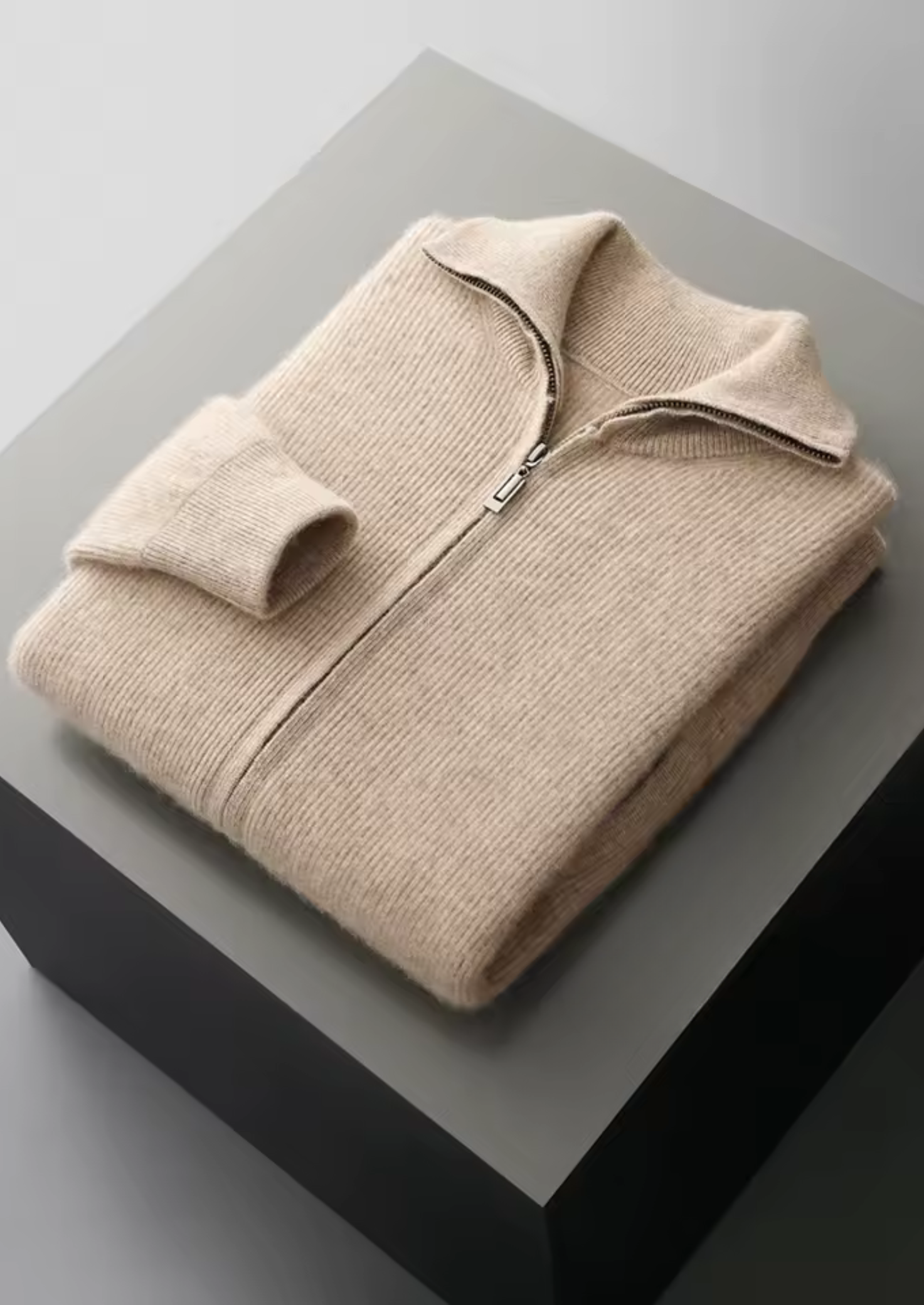 Men’s Extra-Fine Merino Wool Ribbed Knit Zip Cardigan