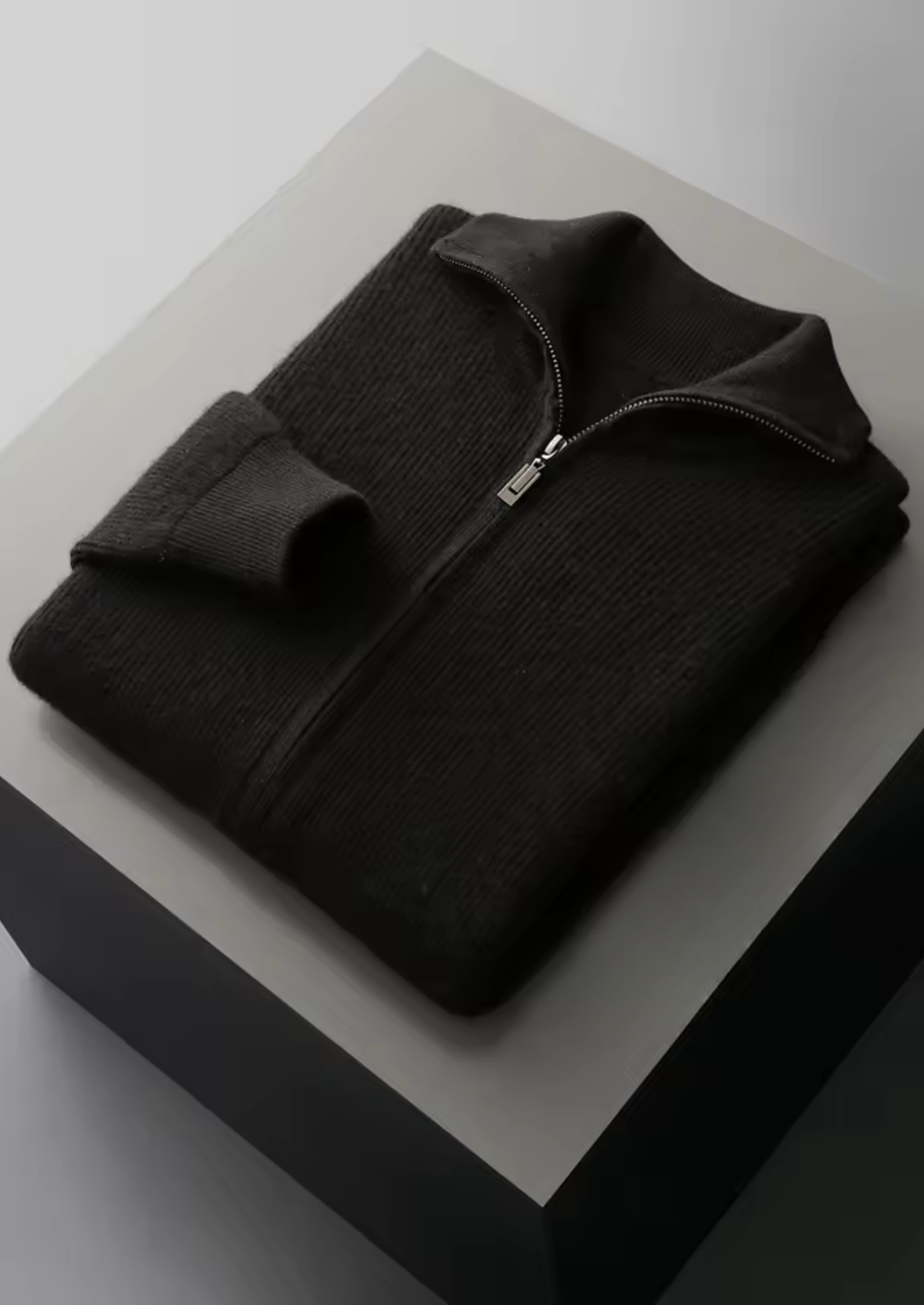 Men’s Extra-Fine Merino Wool Ribbed Knit Zip Cardigan