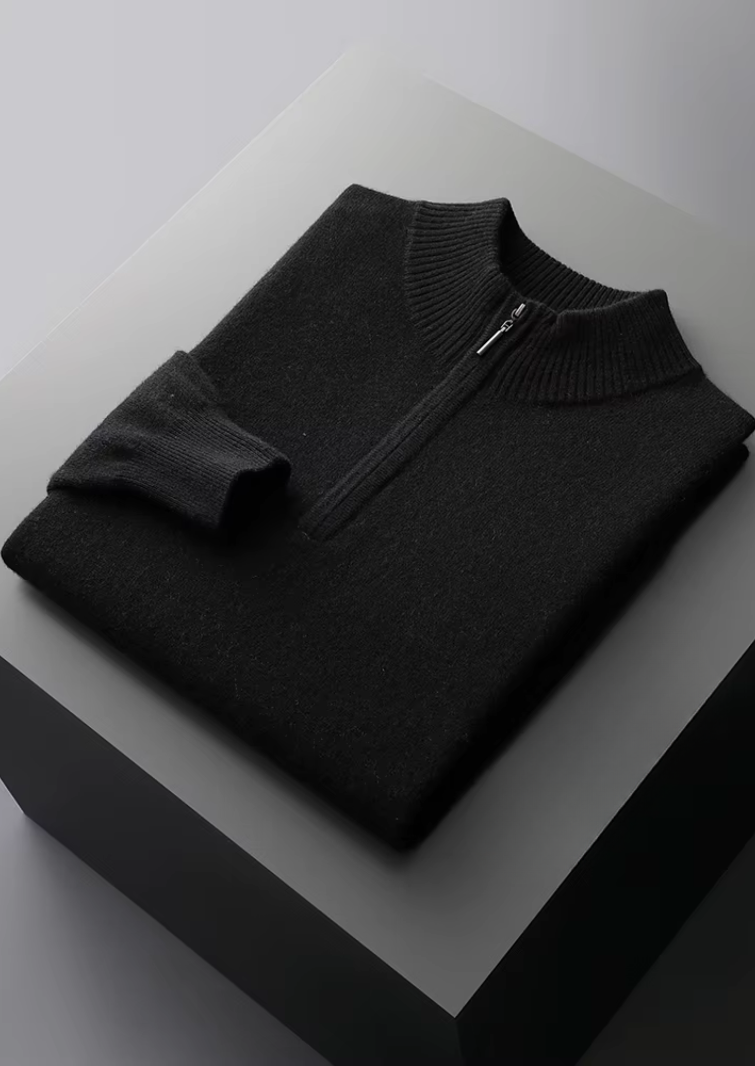 Merino Wool Extra-Fine Half Zip Knit Sweater