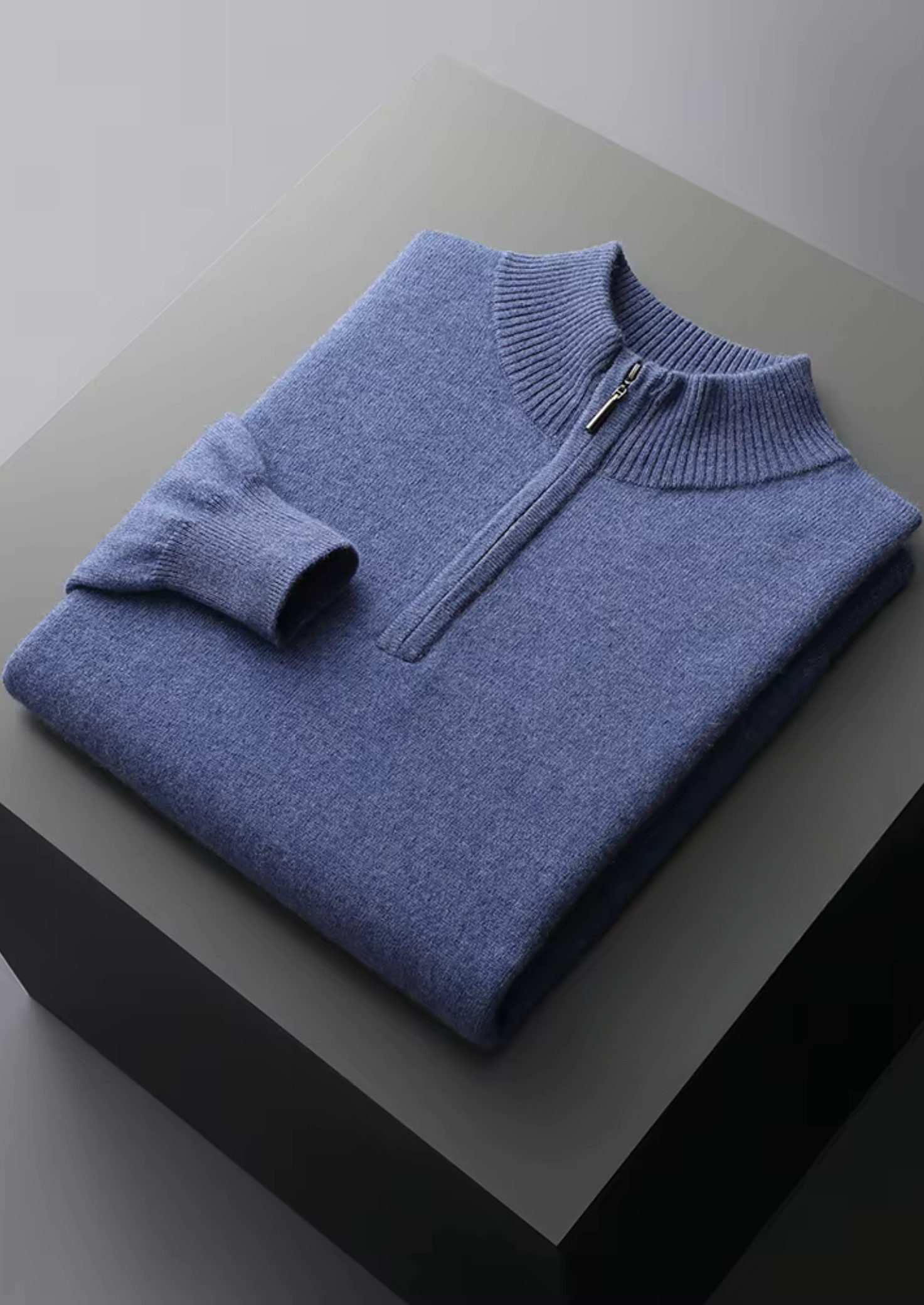Merino Wool Extra-Fine Half Zip Knit Sweater