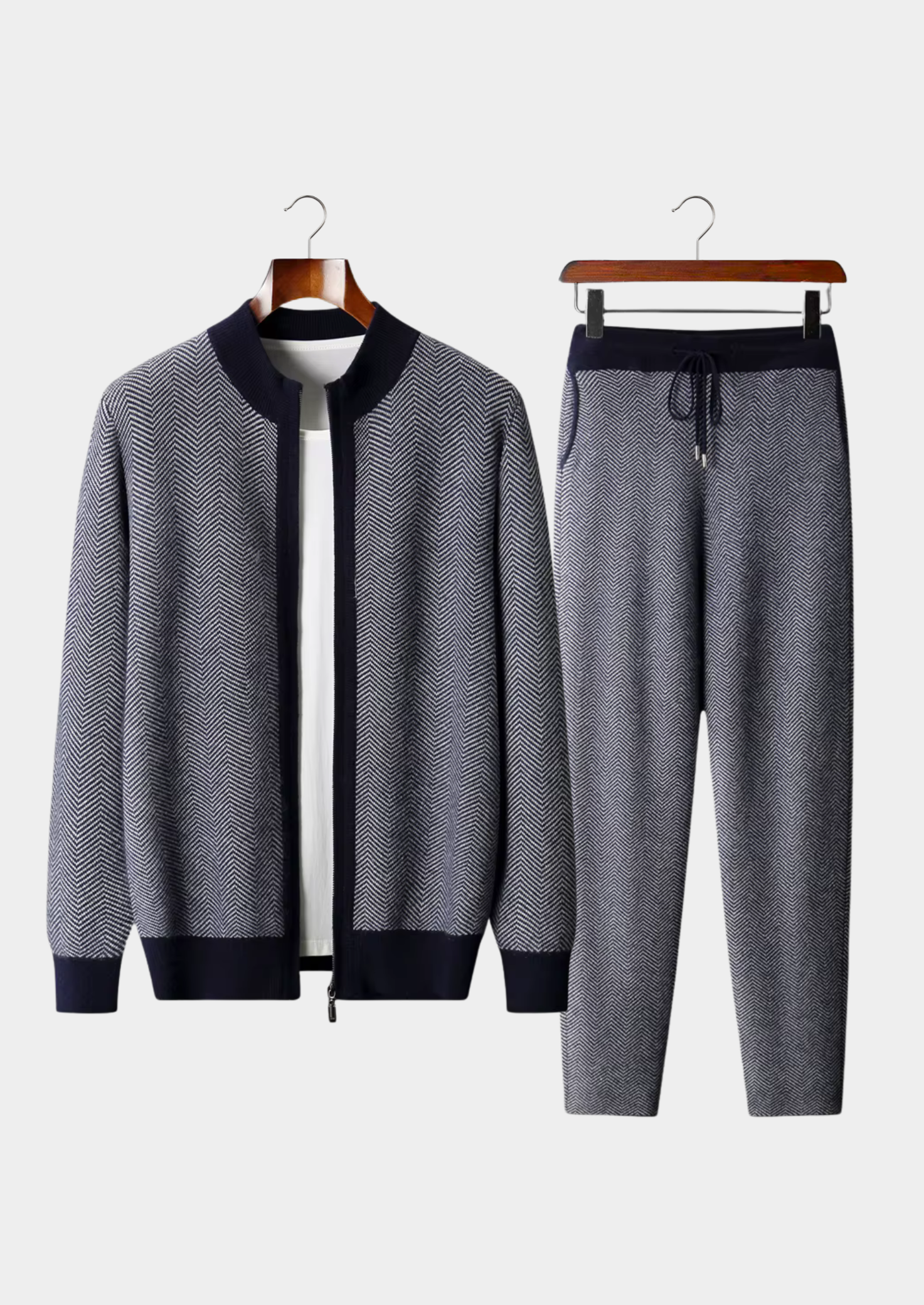 Men’s Patterned Zip Knit Set in Extra-Fine Merino Wool