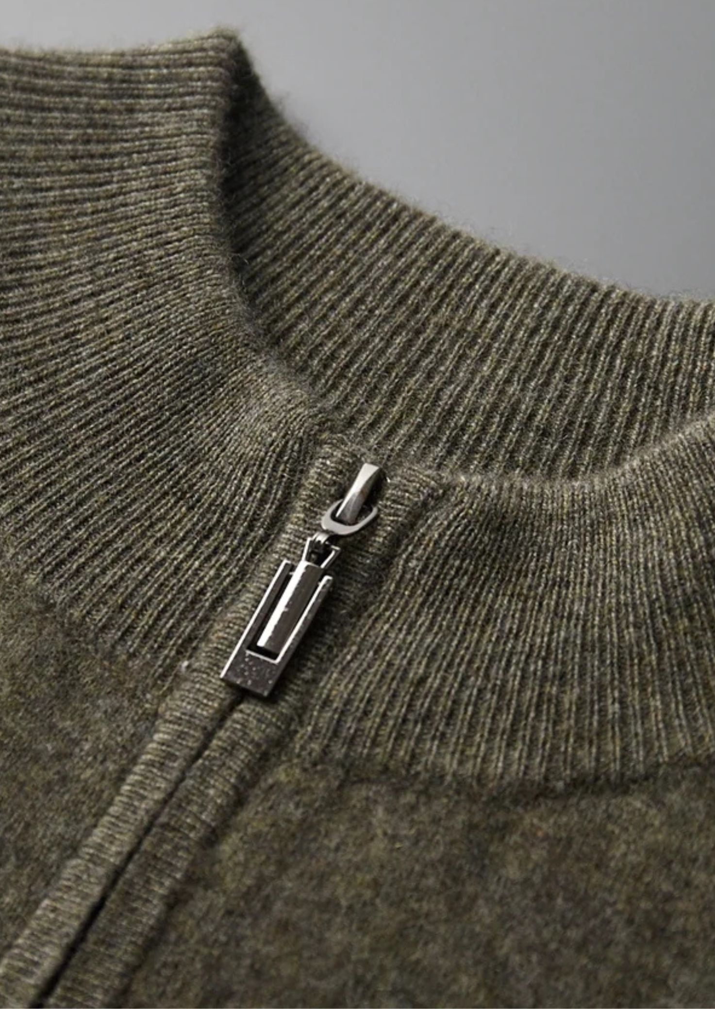 Men’s Double Tone Knit Zip Cardigan in Cashmere