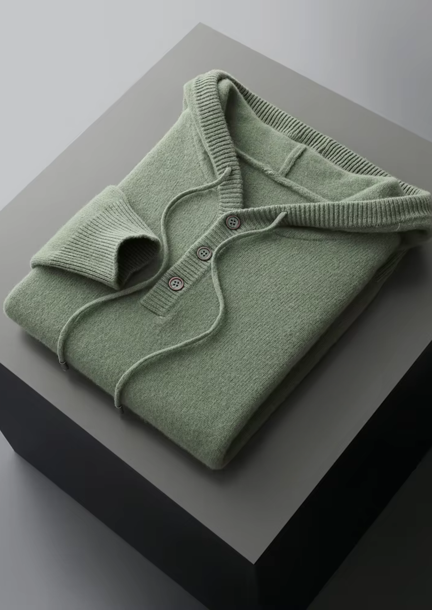 Men’s Button Knit Hoodie in Extra-Fine Merino Wool