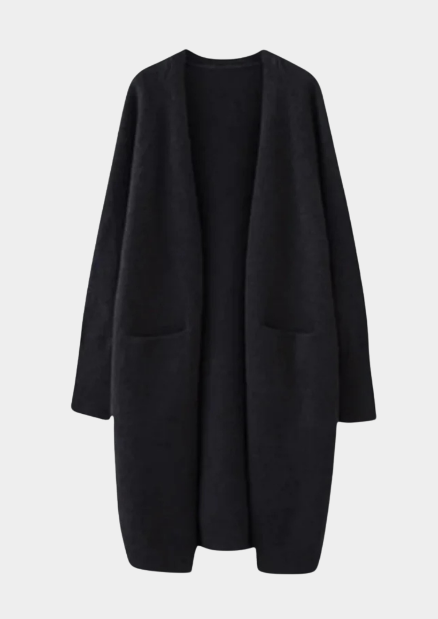 Long Knitted Cardigan with Open Front Women