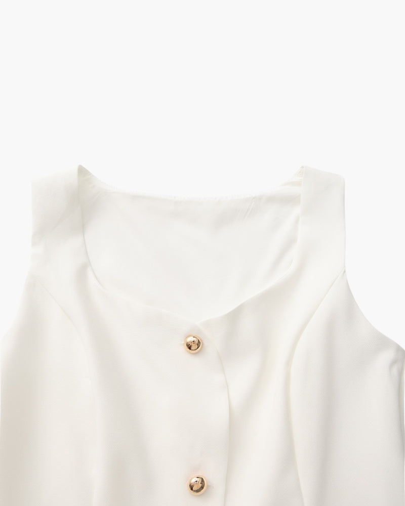 Sleeveless Blazer & Mini Skirt Set Women