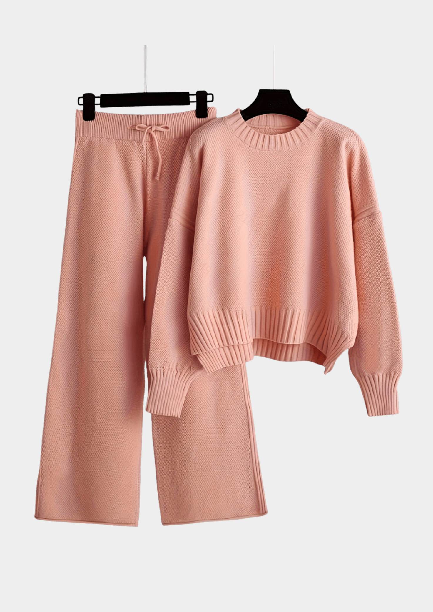 Women’s Two-Piece Knit Lounge Set with Sweater and Wide-Leg Pants